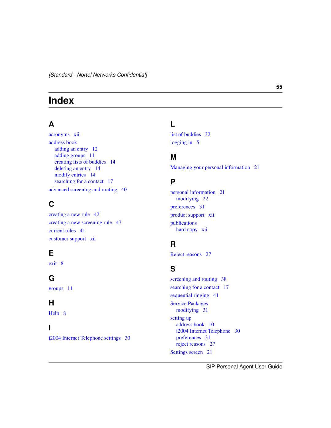 Nortel Networks MCP1.1 FP1 (2.02) manual Index 