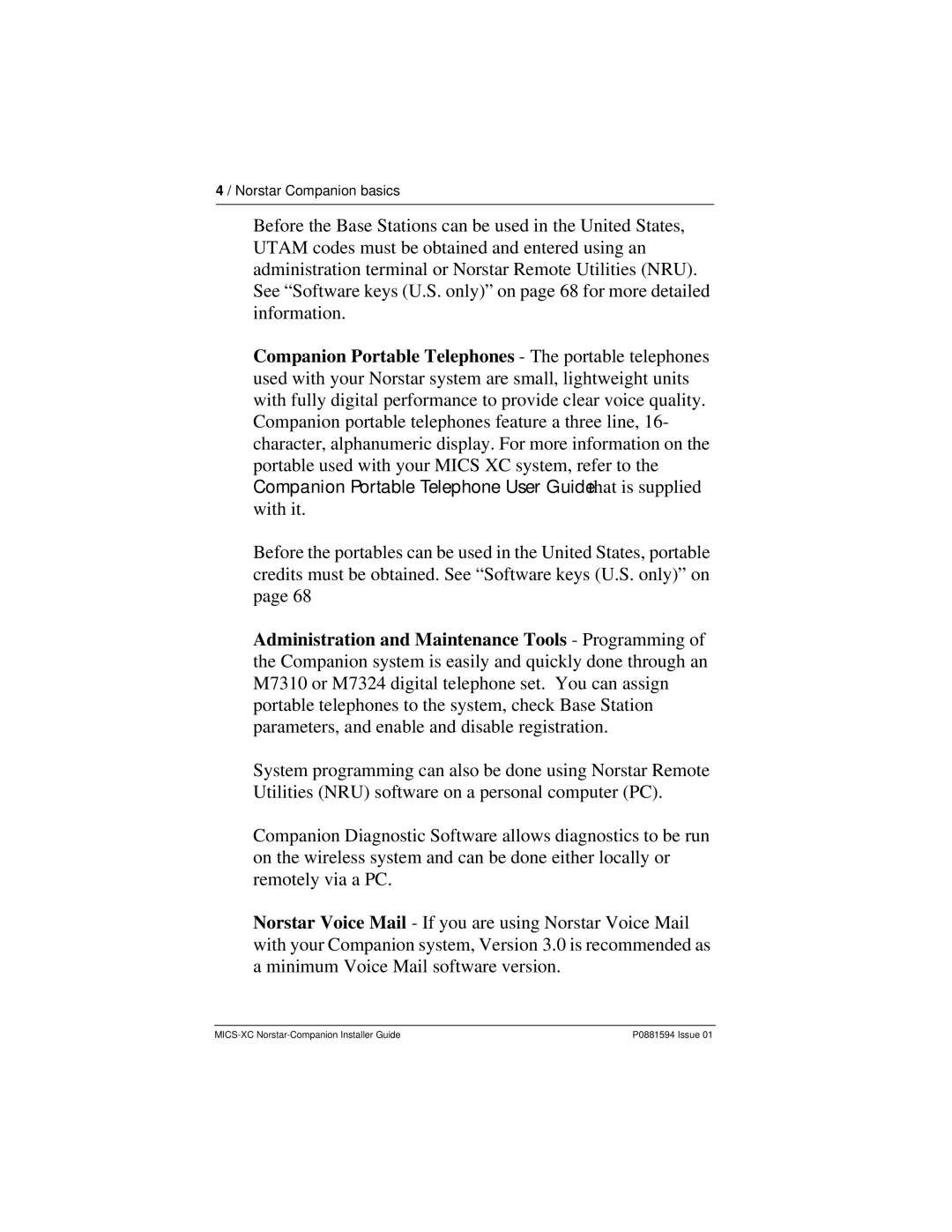 Nortel Networks MICS-XC manual Norstar Companion basics 