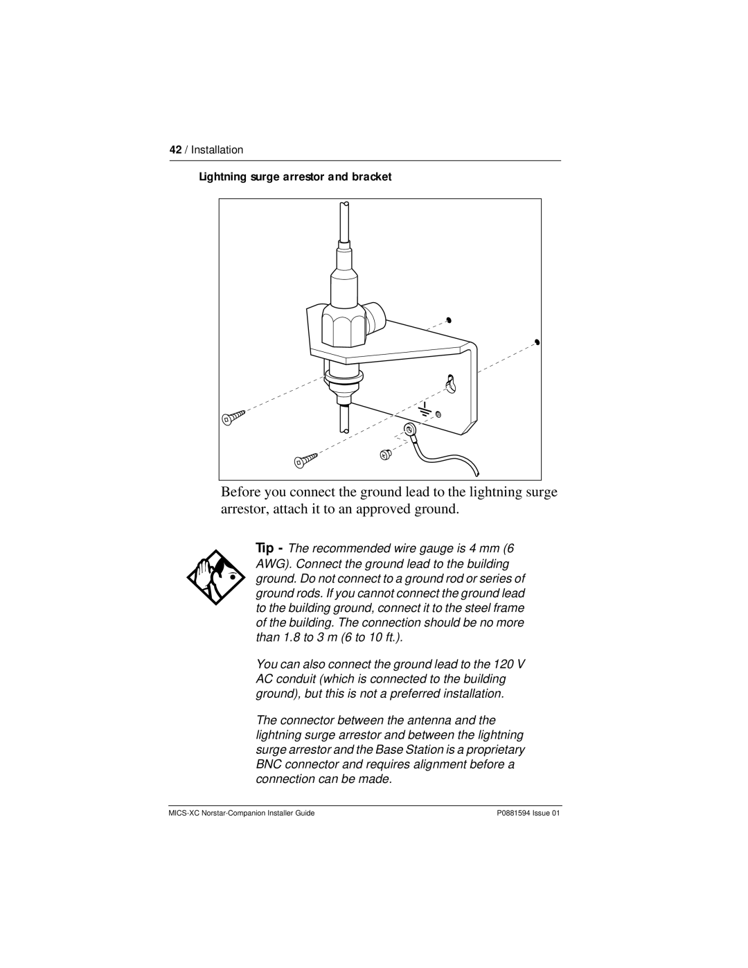 Nortel Networks MICS-XC manual Lightning surge arrestor and bracket 