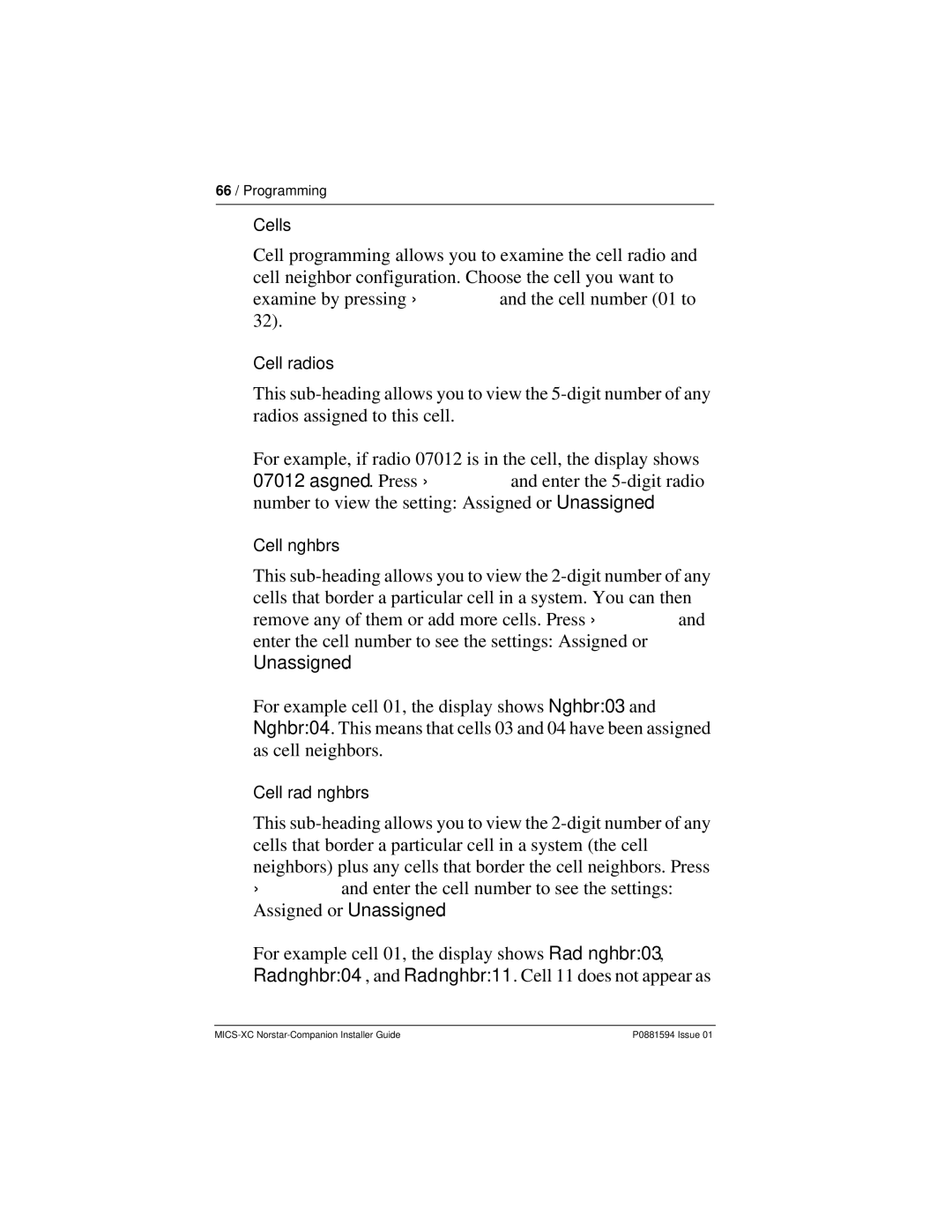 Nortel Networks MICS-XC manual Cells 