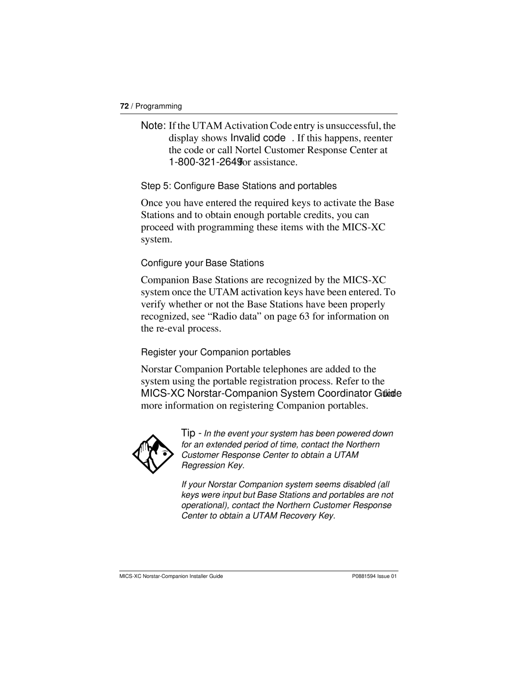 Nortel Networks MICS-XC manual Configure Base Stations and portables 