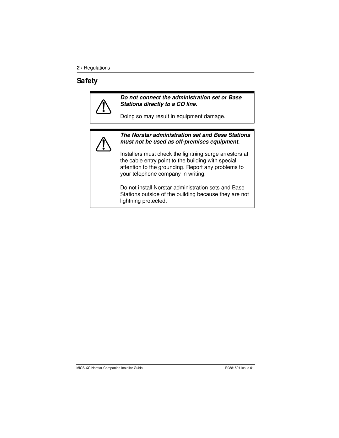 Nortel Networks MICS-XC manual Safety 