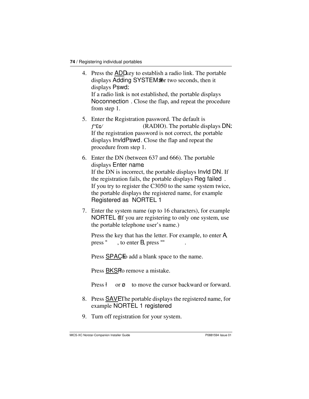 Nortel Networks MICS-XC manual Registered as Nortel 