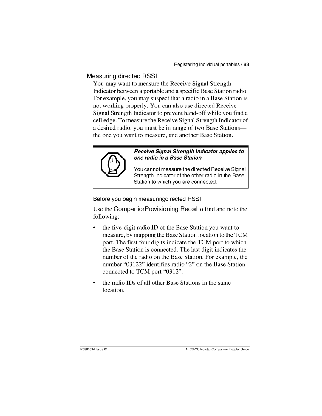 Nortel Networks MICS-XC manual Before you begin measuring directed Rssi 