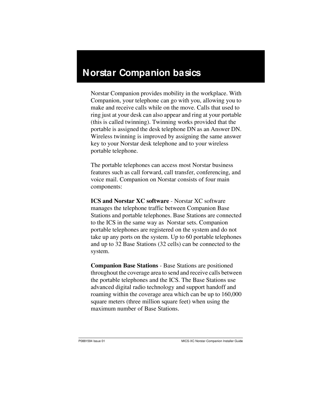 Nortel Networks MICS-XC manual Norstar Companion basics 