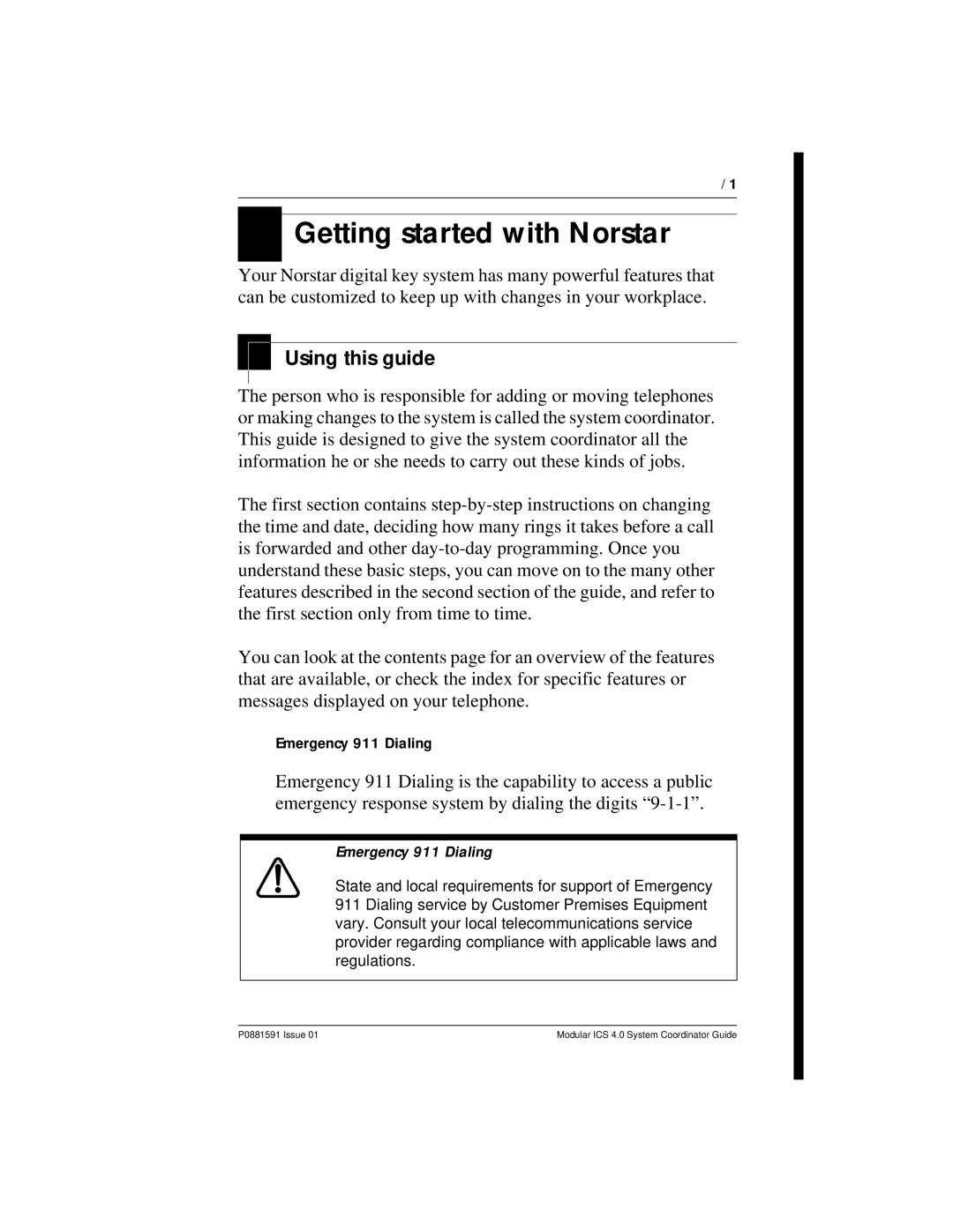 Nortel Networks Modular ICS 4.0 manual Getting started with Norstar, Using this guide 