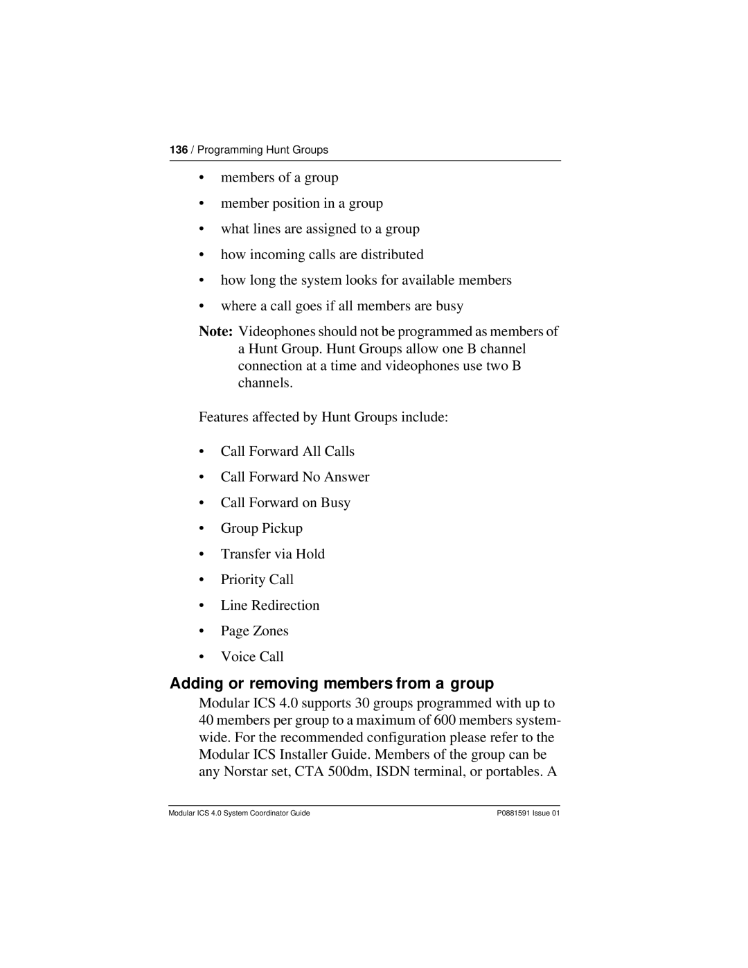 Nortel Networks Modular ICS 4.0 manual Adding or removing members from a group 