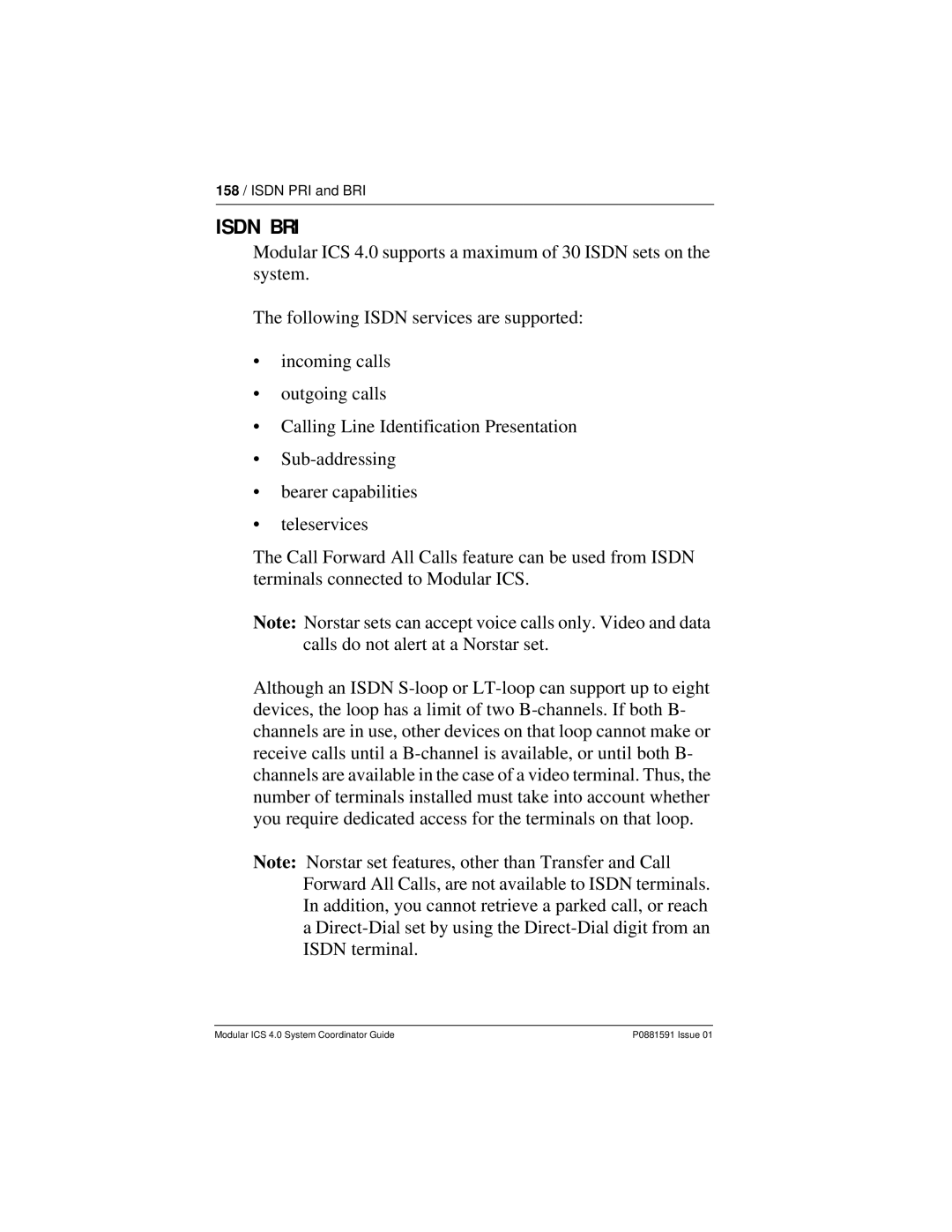 Nortel Networks Modular ICS 4.0 manual Isdn BRI 