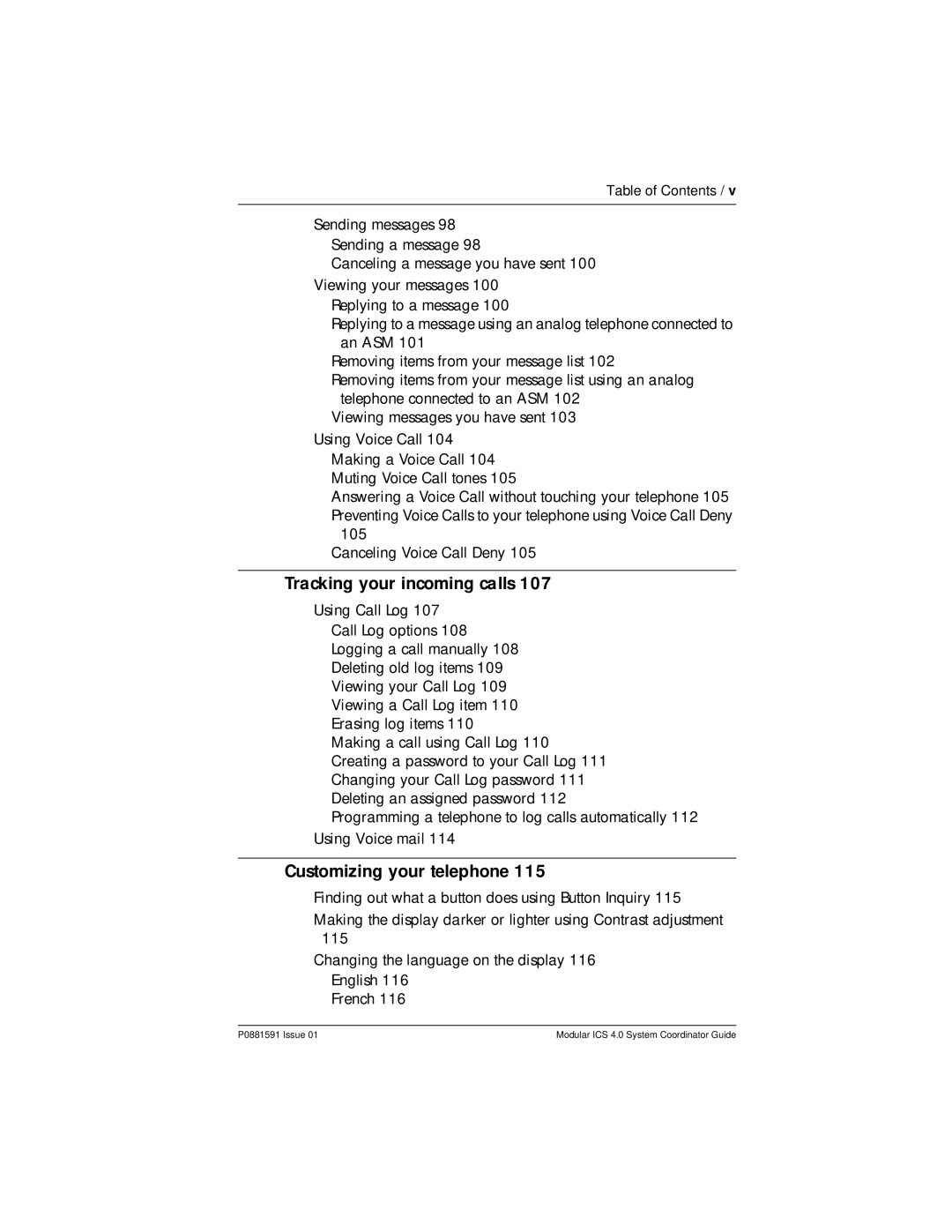 Nortel Networks Modular ICS 4.0 manual Tracking your incoming calls, Customizing your telephone 