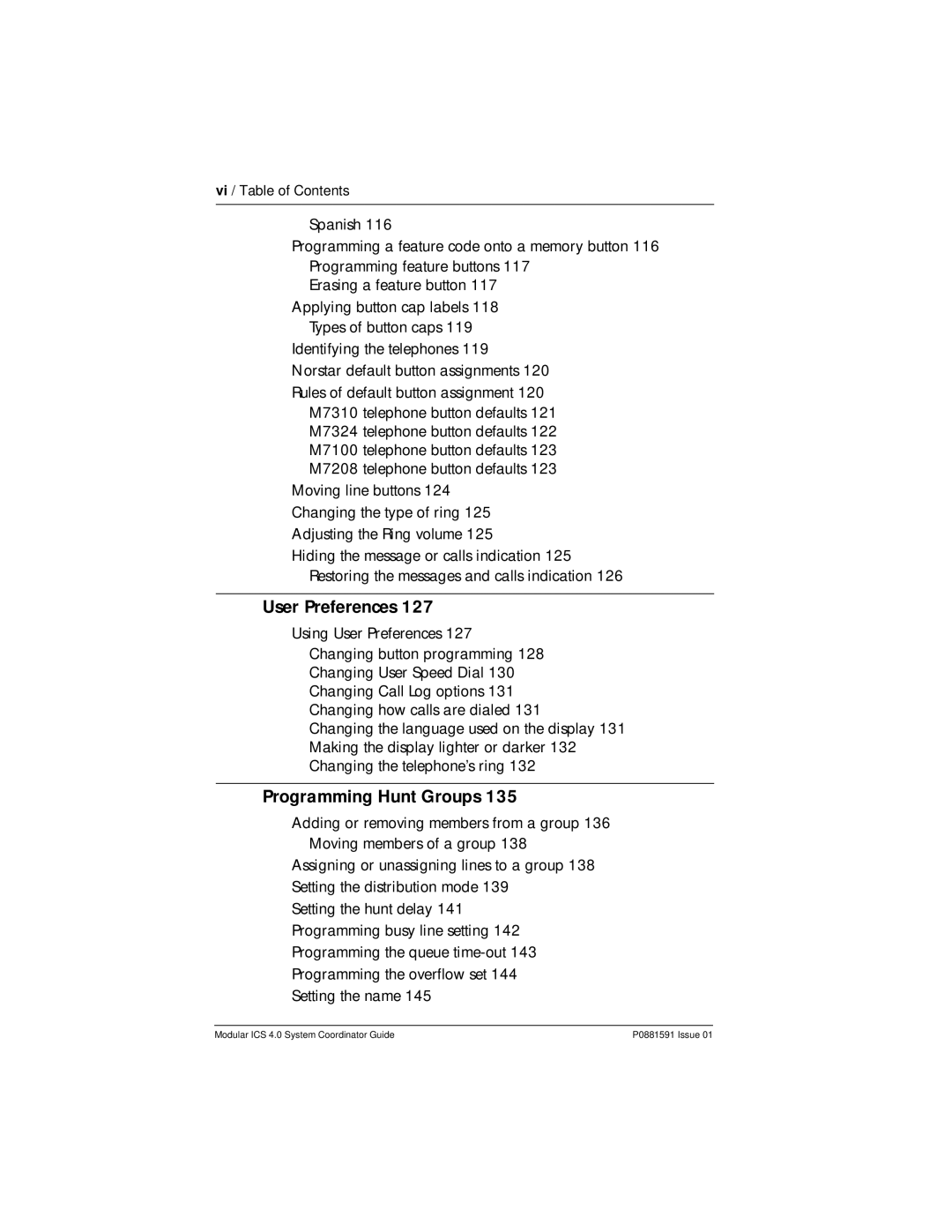 Nortel Networks Modular ICS 4.0 manual User Preferences, Programming Hunt Groups 