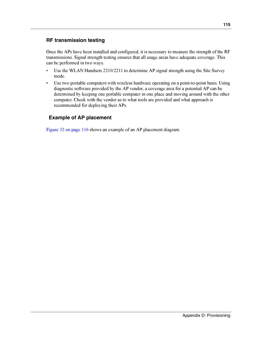 Nortel Networks MOG6xx, MOG7xx manual RF transmission testing, Example of AP placement 