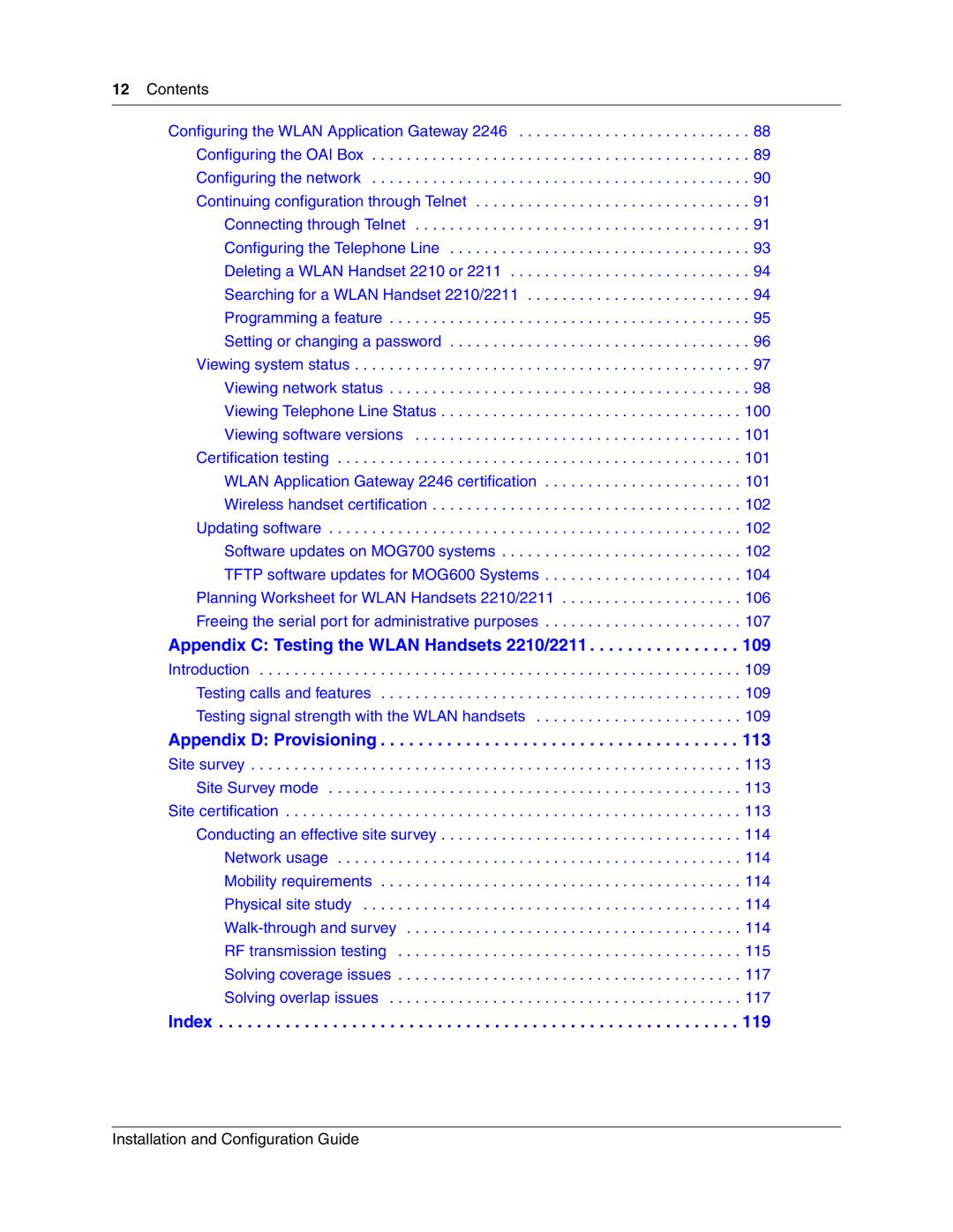 Nortel Networks MOG7xx, MOG6xx manual Appendix C Testing the Wlan Handsets 2210/2211 