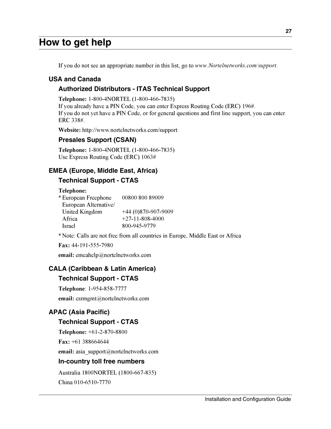 Nortel Networks MOG6xx, MOG7xx manual How to get help 