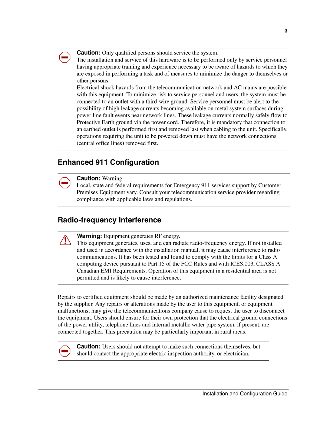 Nortel Networks MOG6xx Enhanced 911 Configuration, Radio-frequency Interference, Installation and Configuration Guide 