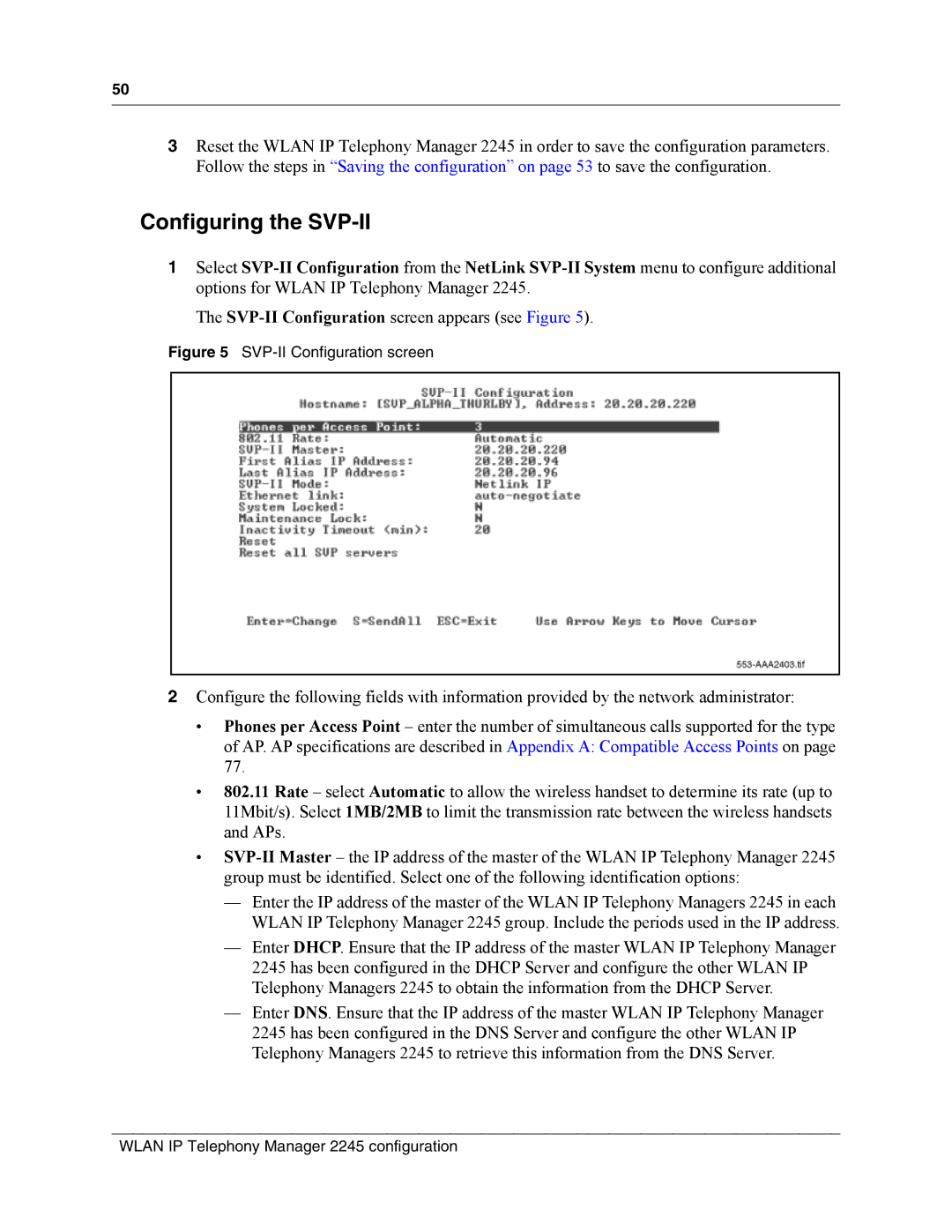 Nortel Networks MOG7xx, MOG6xx manual Configuring the SVP-II, SVP-II Configuration screen 