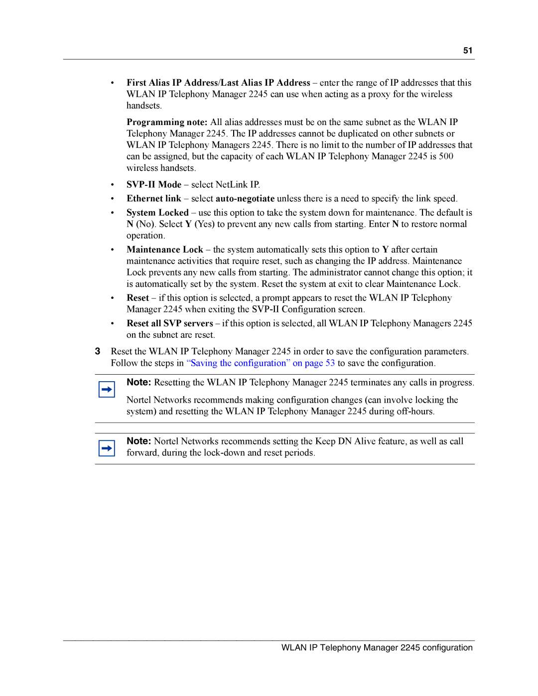 Nortel Networks MOG6xx, MOG7xx manual Wlan IP Telephony Manager 2245 configuration 