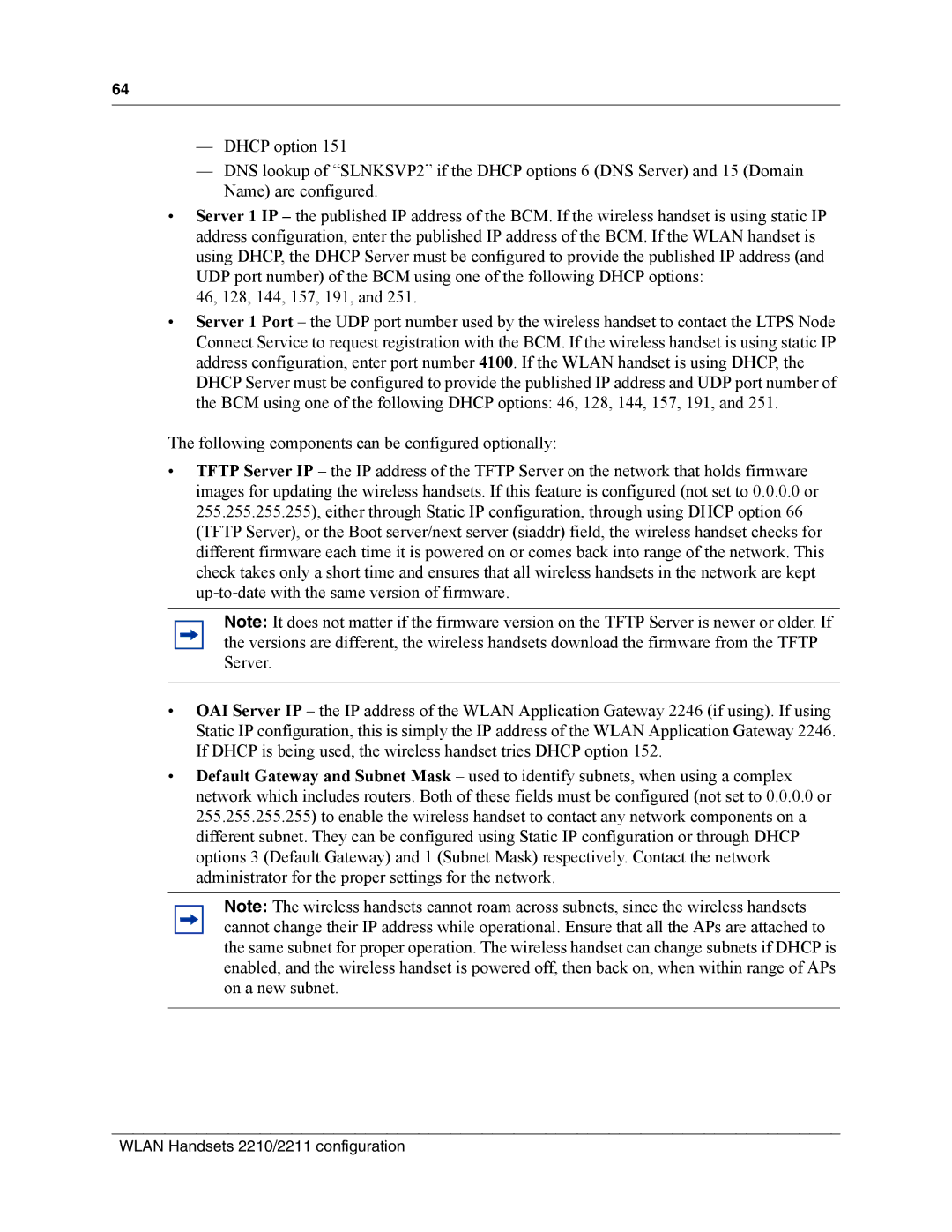 Nortel Networks MOG7xx, MOG6xx manual Wlan Handsets 2210/2211 configuration 