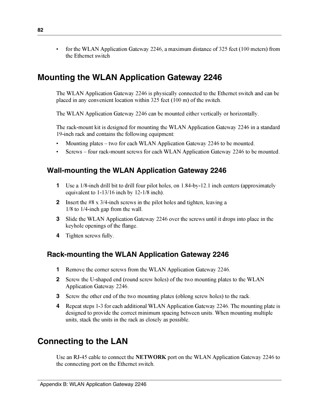 Nortel Networks MOG7xx, MOG6xx manual Mounting the Wlan Application Gateway, Wall-mounting the Wlan Application Gateway 