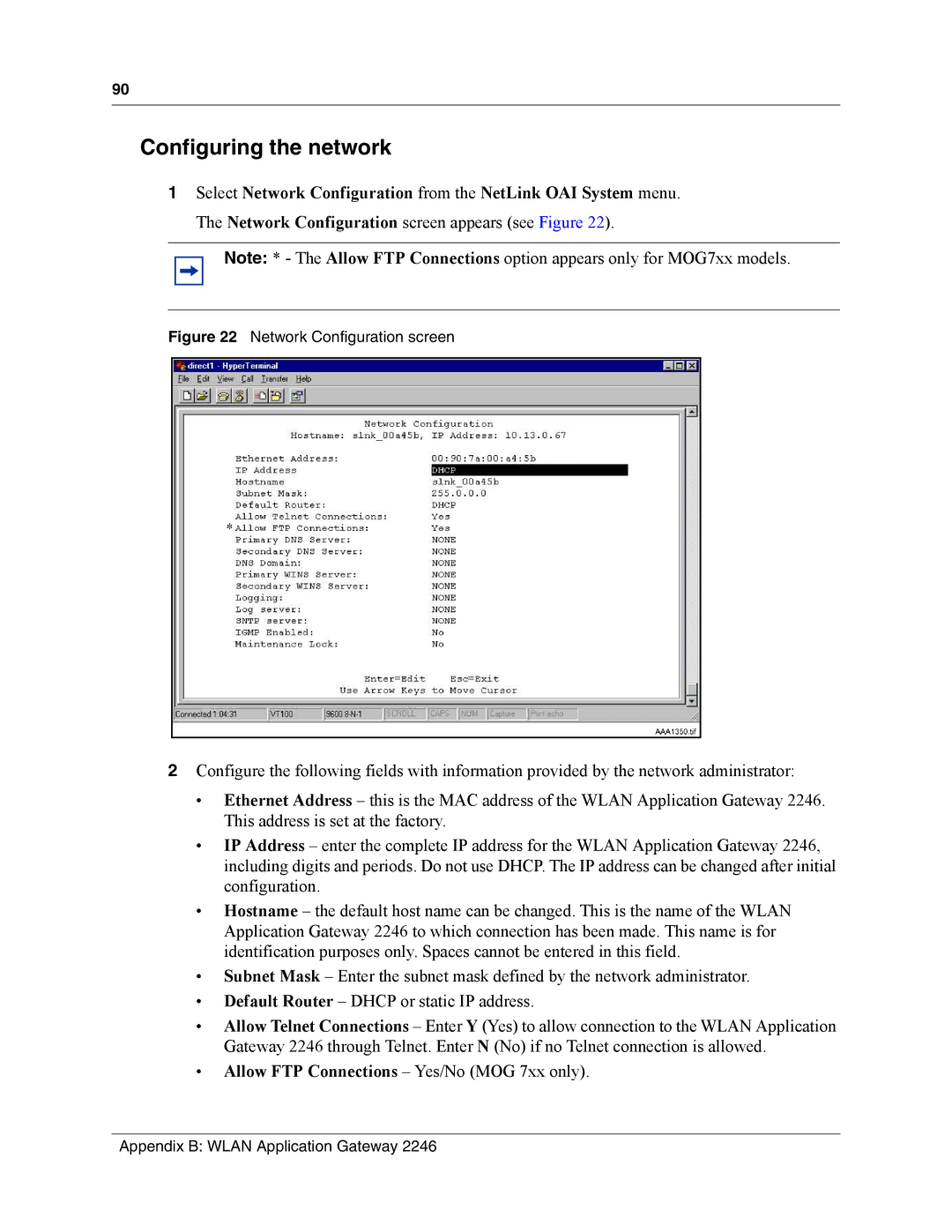 Nortel Networks MOG7xx, MOG6xx manual Allow FTP Connections Yes/No MOG 7xx only 