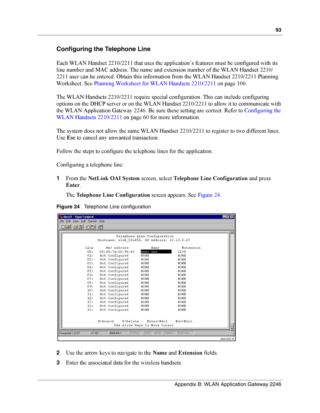 Nortel Networks MOG6xx, MOG7xx manual Configuring the Telephone Line, Telephone Line configuration 