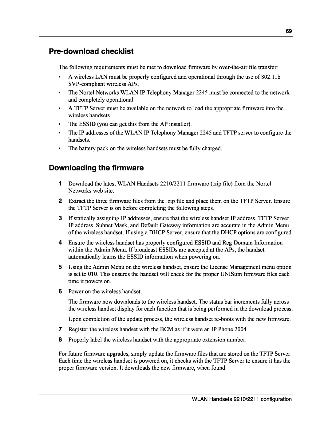 Nortel Networks MOG6xx, MOG7xx manual Pre-download checklist, Downloading the firmware 