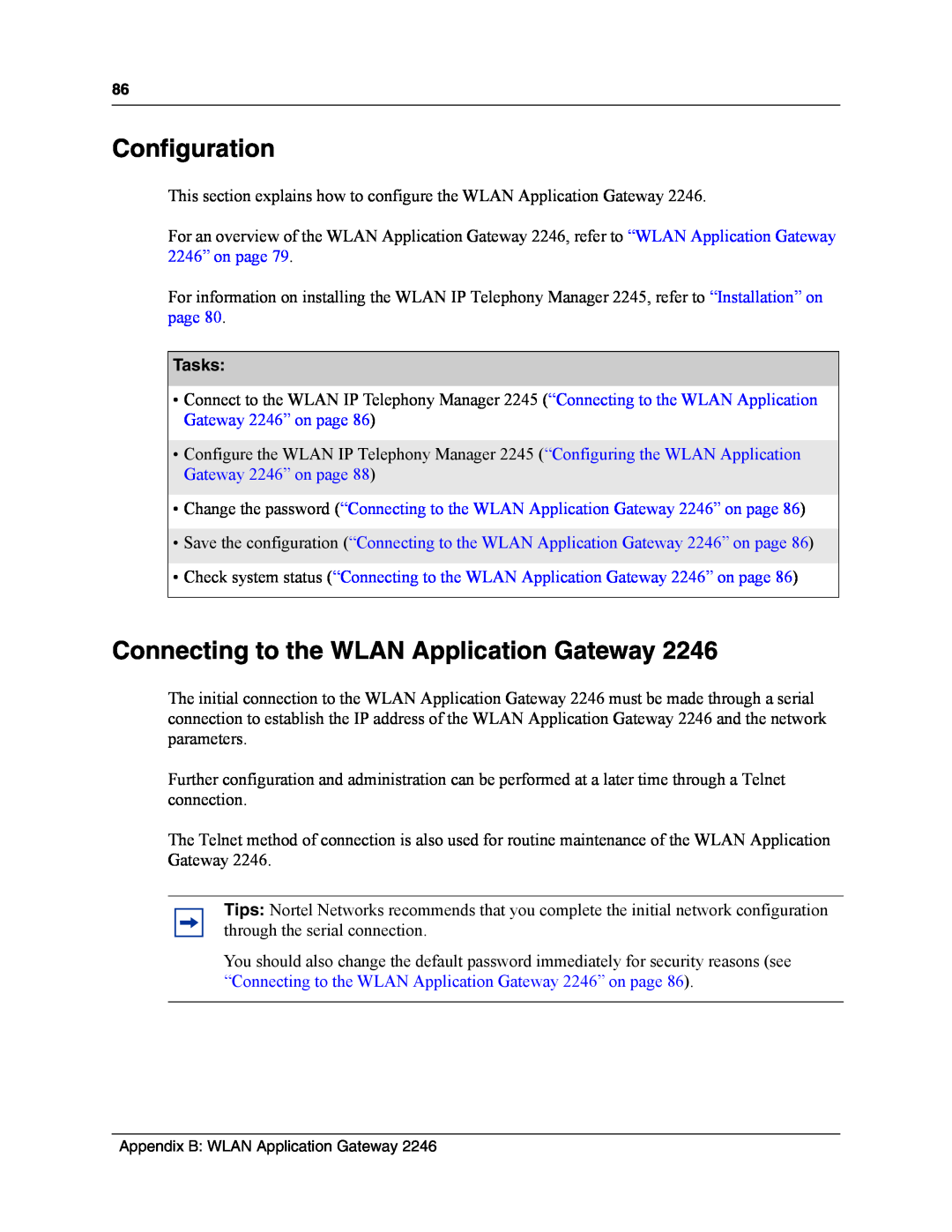 Nortel Networks MOG7xx, MOG6xx manual Configuration, Connecting to the WLAN Application Gateway, Tasks 