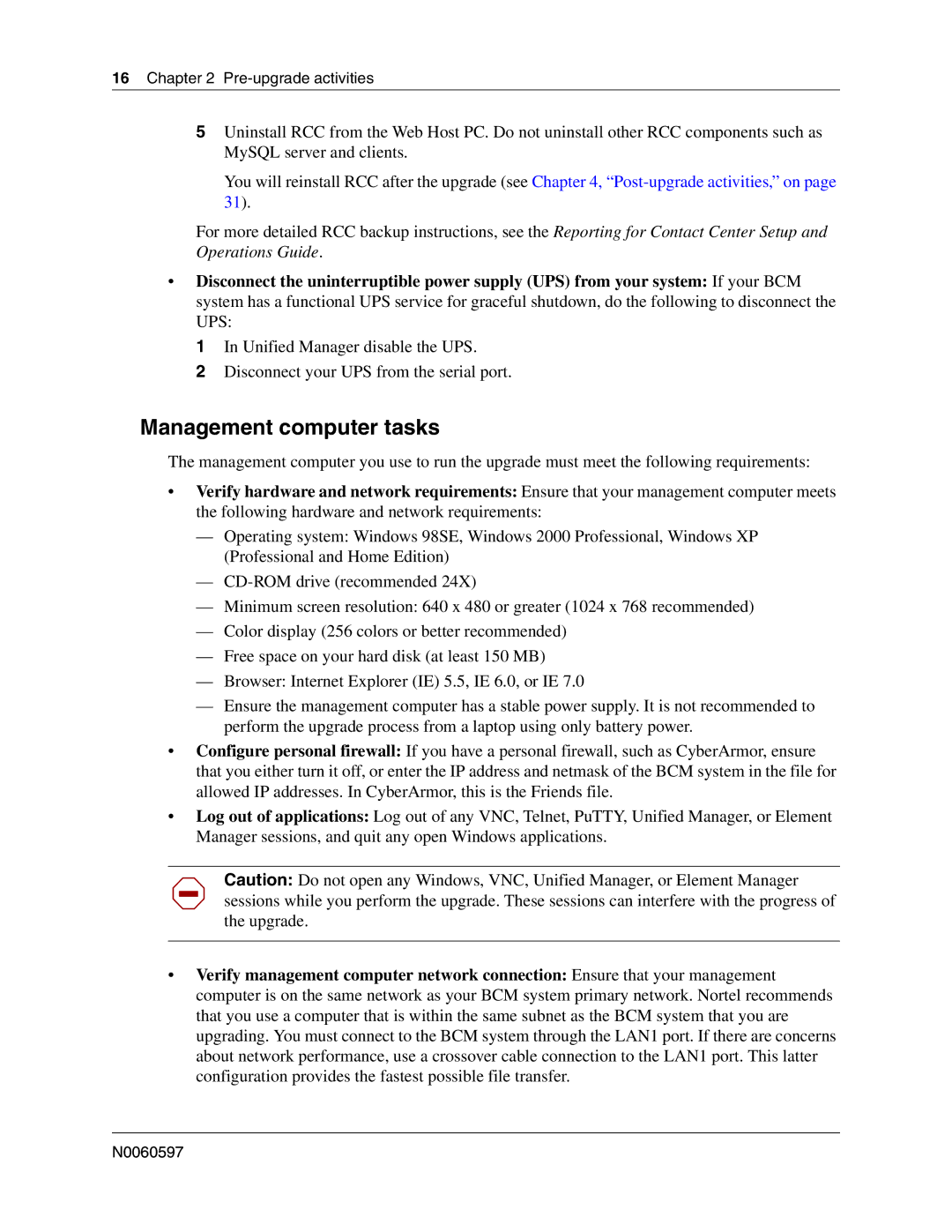 Nortel Networks n0060597 manual Management computer tasks 