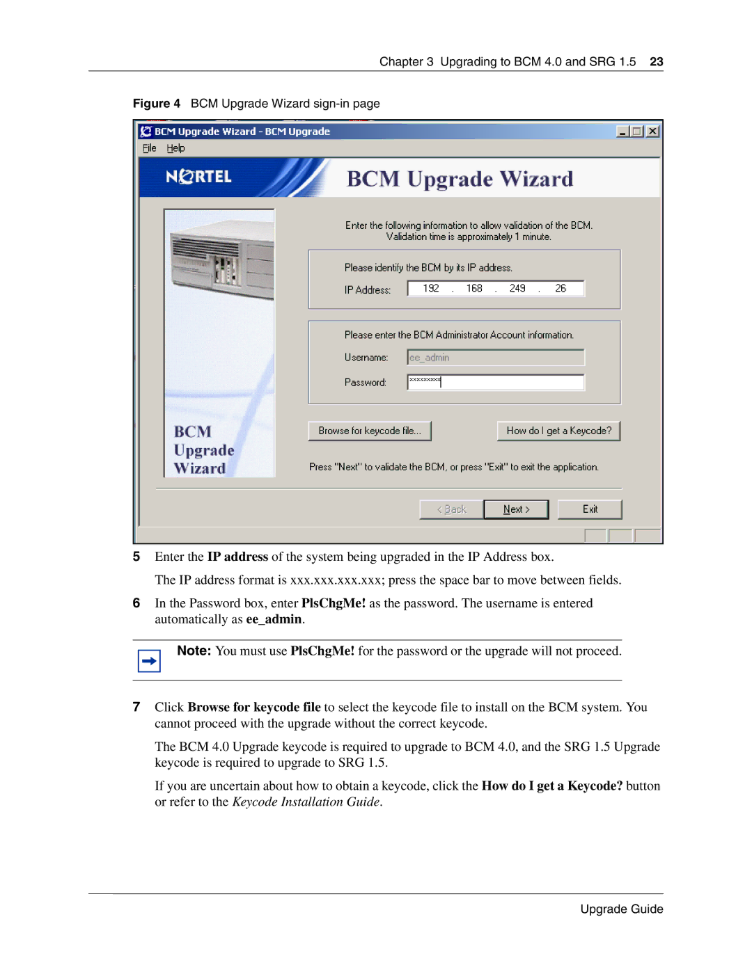 Nortel Networks n0060597 manual BCM Upgrade Wizard sign-in 