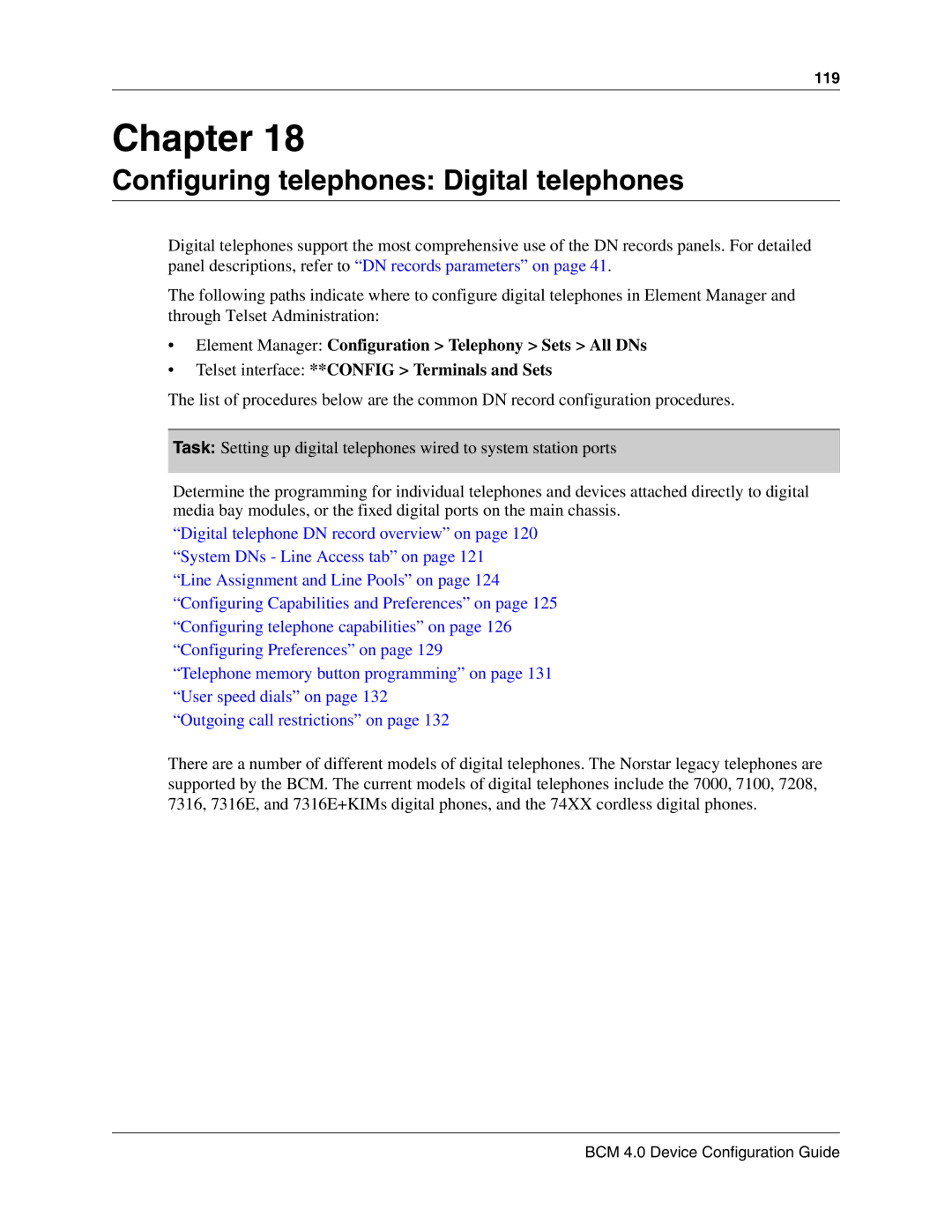 Nortel Networks N0060600 manual Configuring telephones Digital telephones 