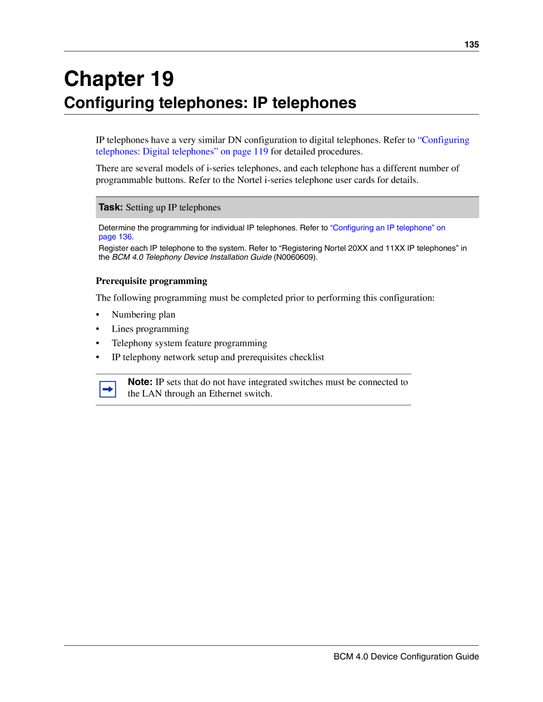 Nortel Networks N0060600 manual Configuring telephones IP telephones, Prerequisite programming 