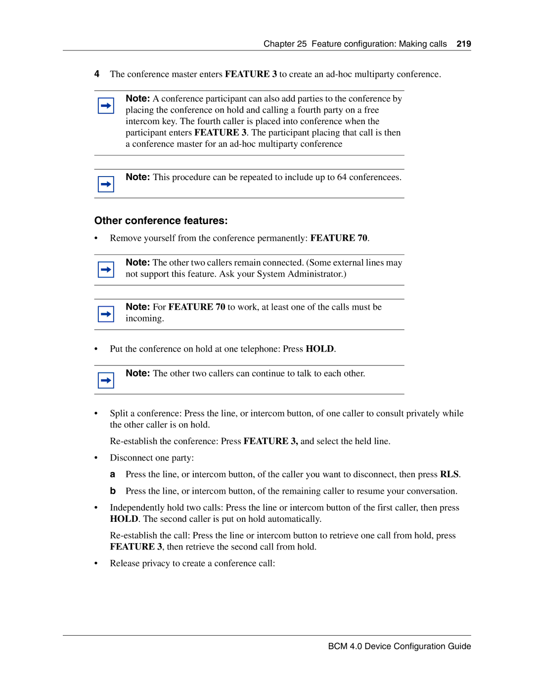 Nortel Networks N0060600 manual Other conference features 