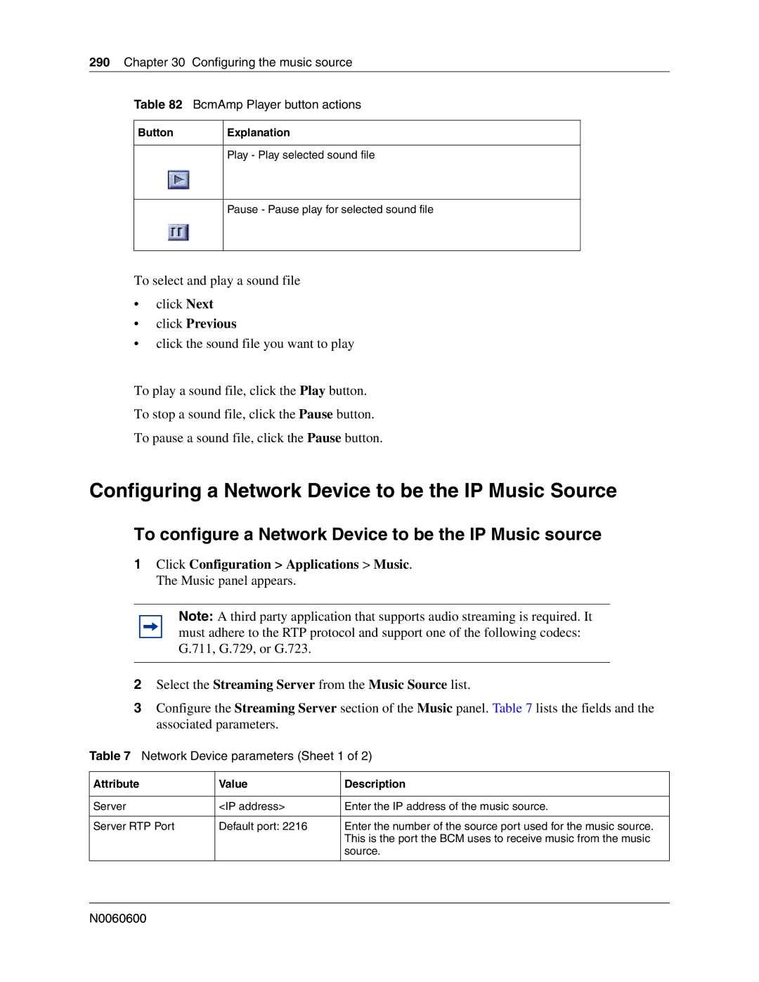 Nortel Networks N0060600 manual Configuring a Network Device to be the IP Music Source, Click Previous 