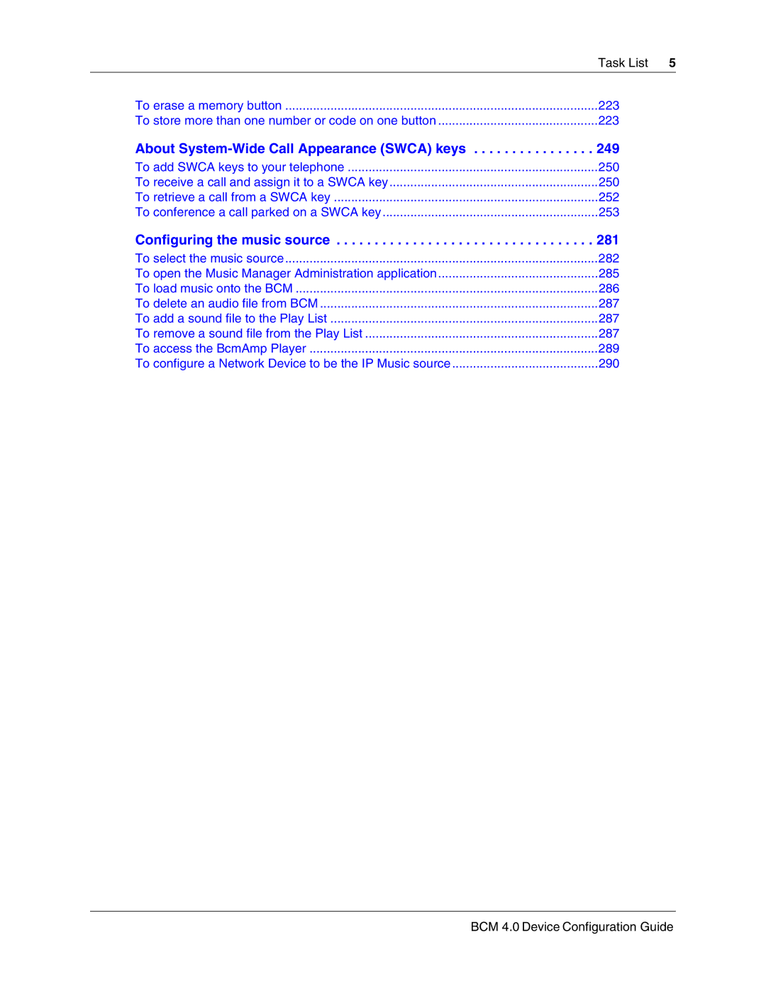 Nortel Networks N0060600 manual About System-Wide Call Appearance Swca keys 249 