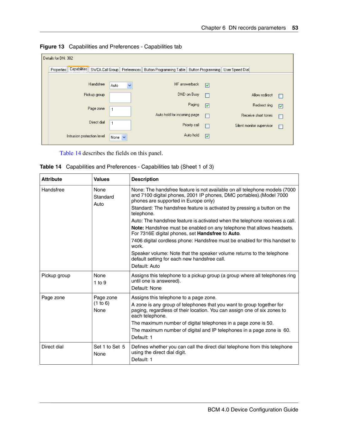 Nortel Networks N0060600 manual Capabilities and Preferences Capabilities tab 