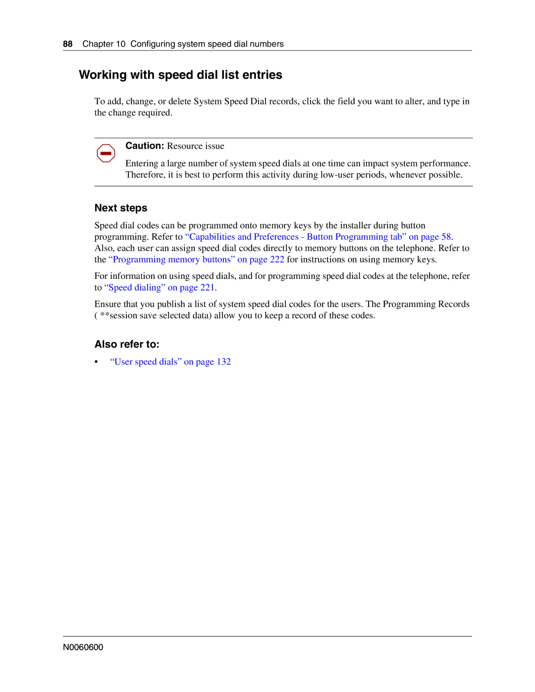 Nortel Networks N0060600 manual Working with speed dial list entries, Next steps 