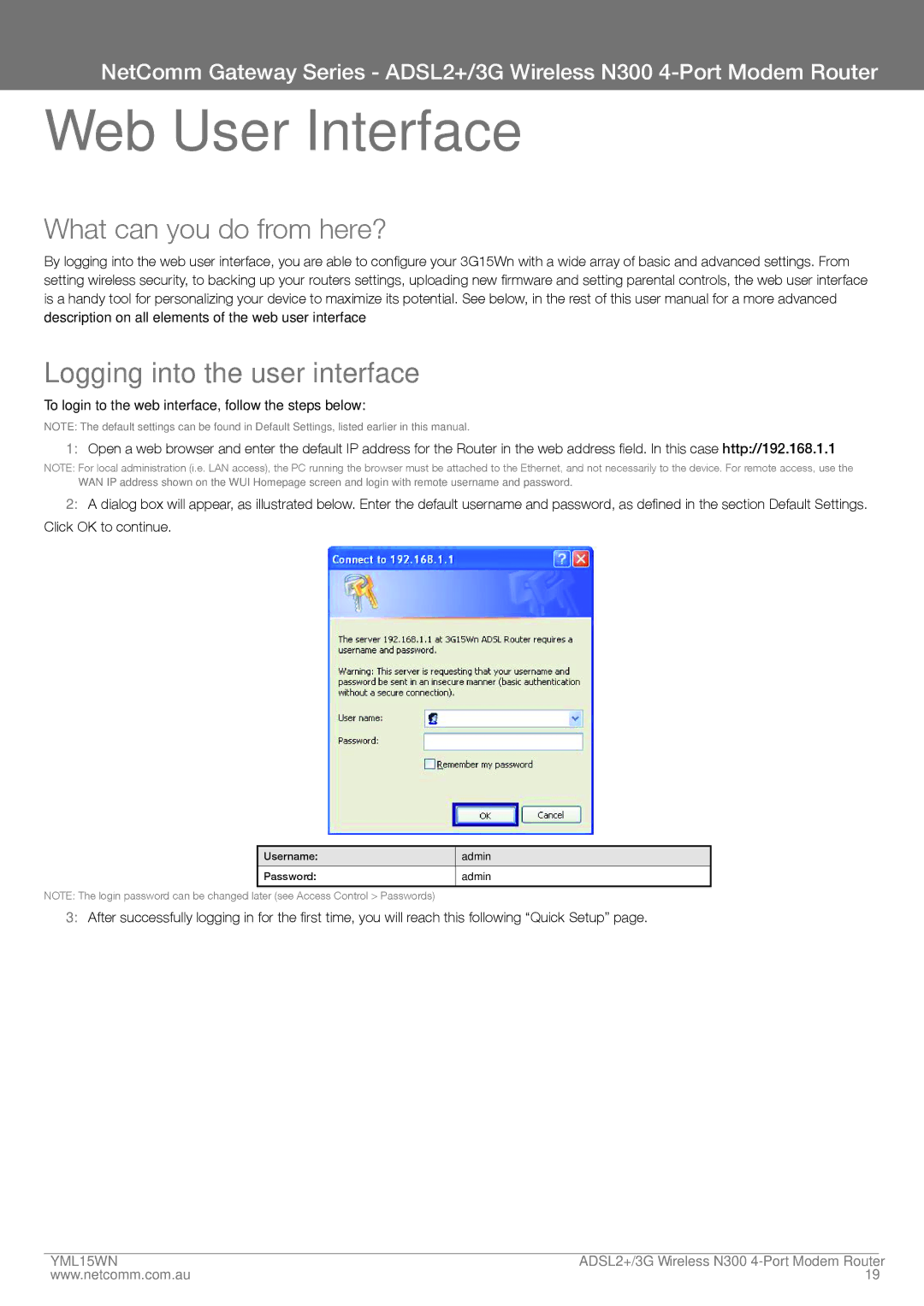 Nortel Networks N300 manual Web User Interface, What can you do from here? Logging into the user interface 