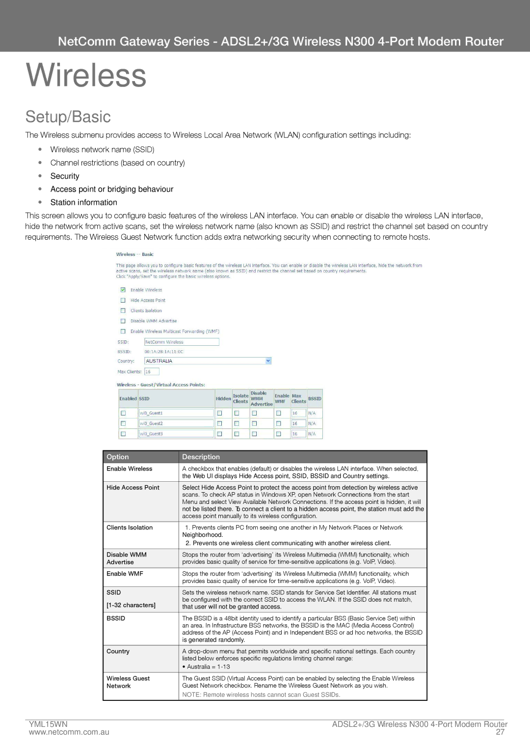 Nortel Networks N300 manual Wireless, Setup/Basic 