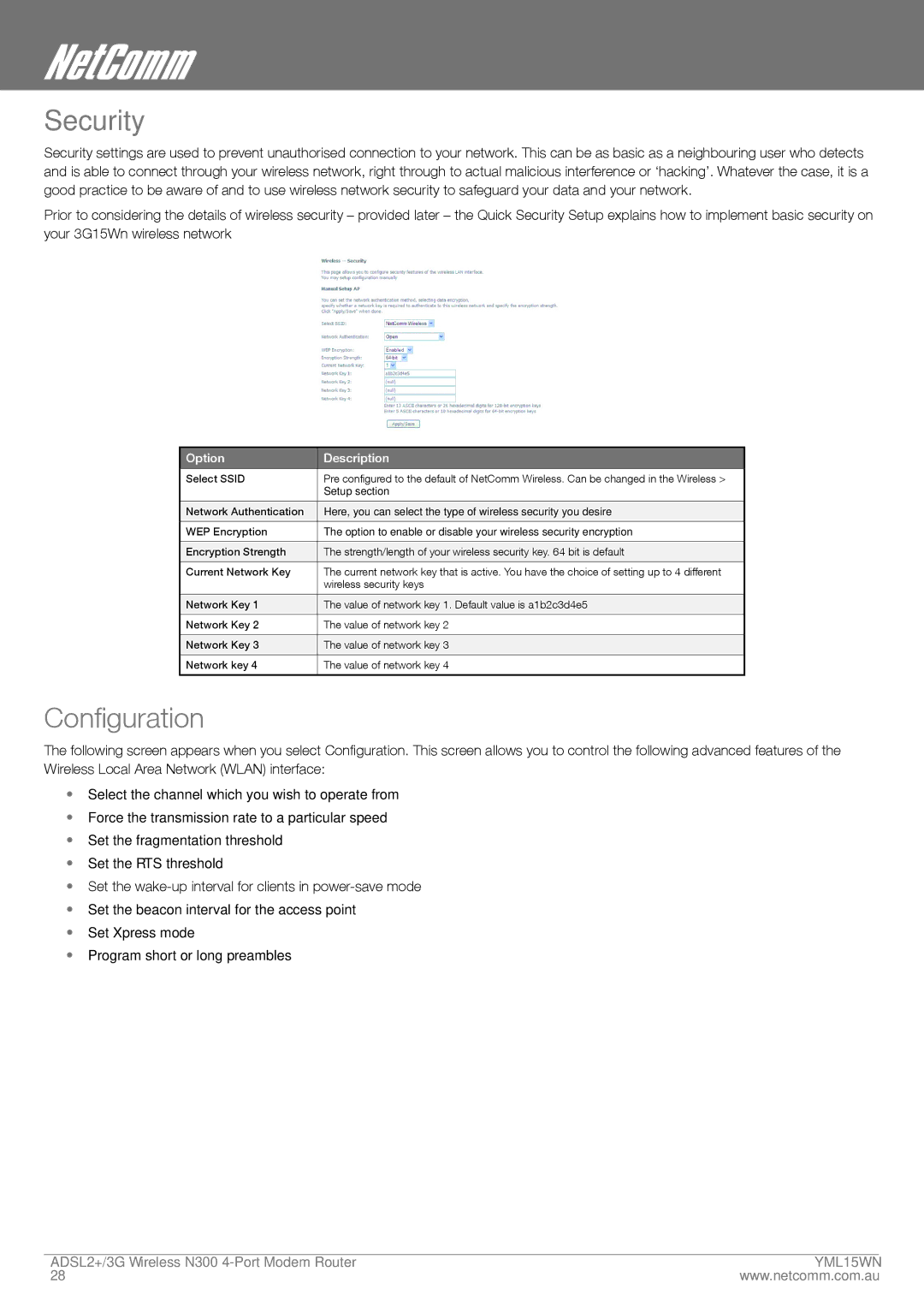 Nortel Networks N300 manual Security, Configuration 