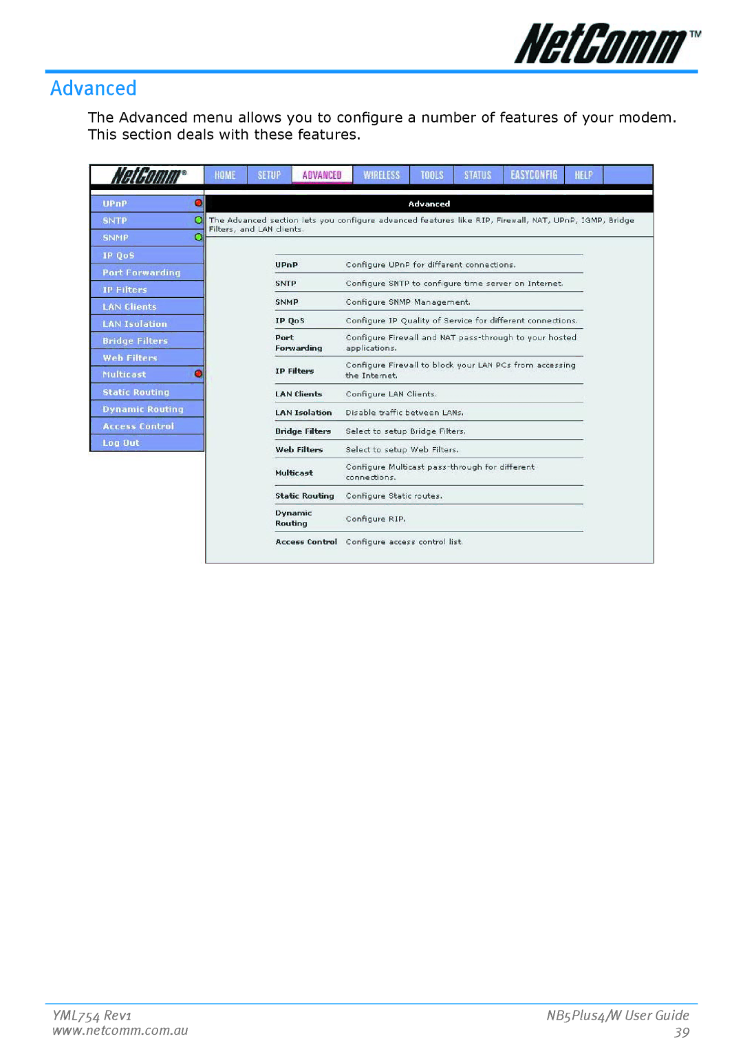 Nortel Networks NB5PLUS4/W manual Advanced 