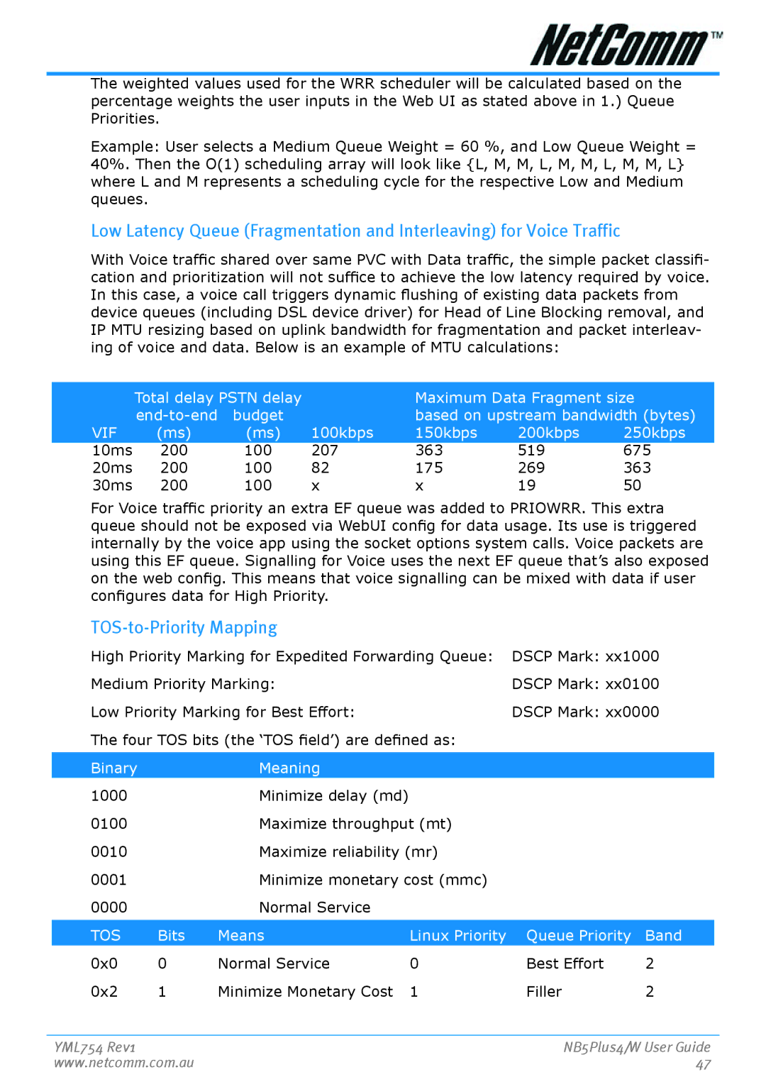 Nortel Networks NB5PLUS4/W manual TOS-to-Priority Mapping 