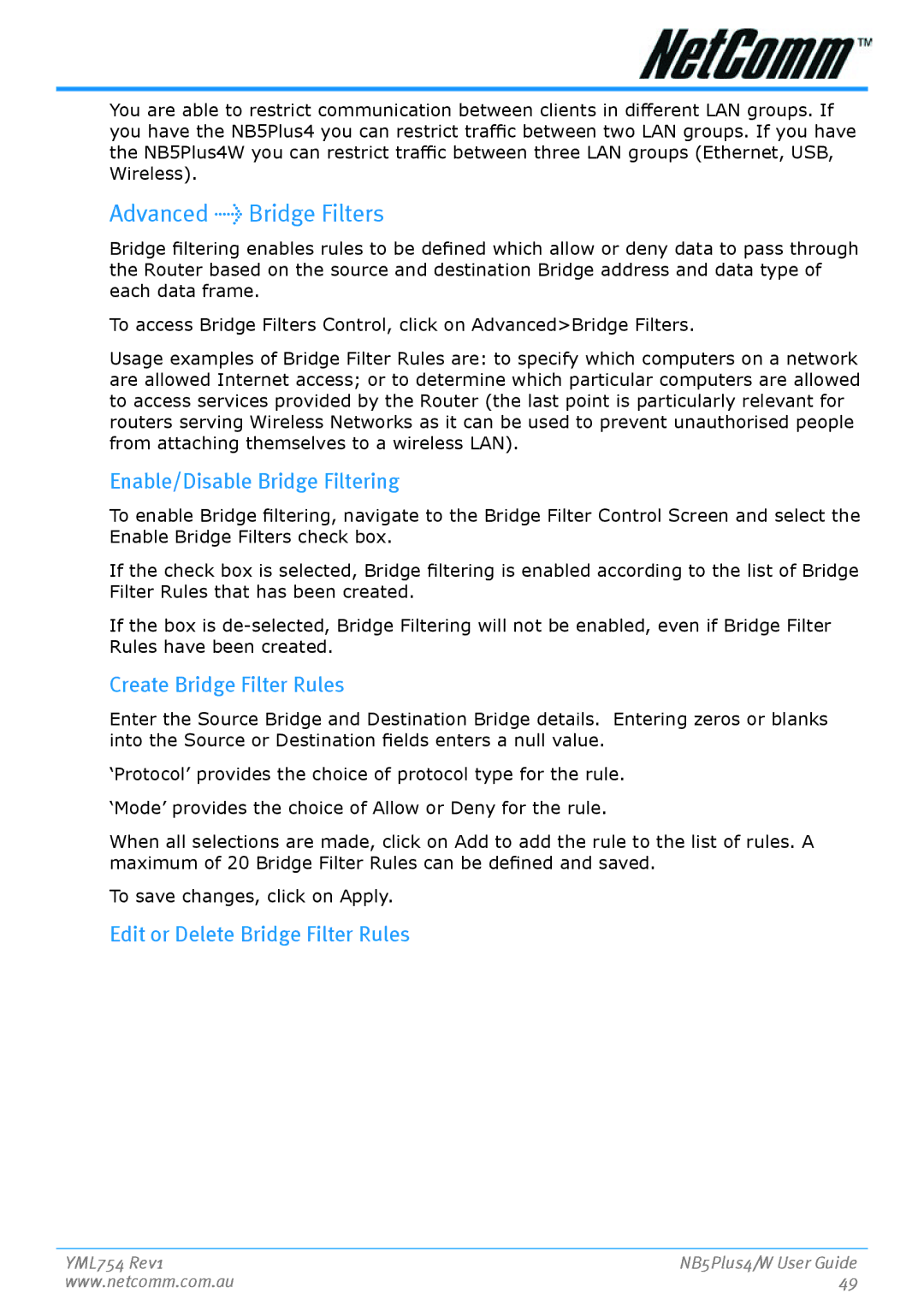 Nortel Networks NB5PLUS4/W manual Advanced Bridge Filters, Enable/Disable Bridge Filtering, Create Bridge Filter Rules 