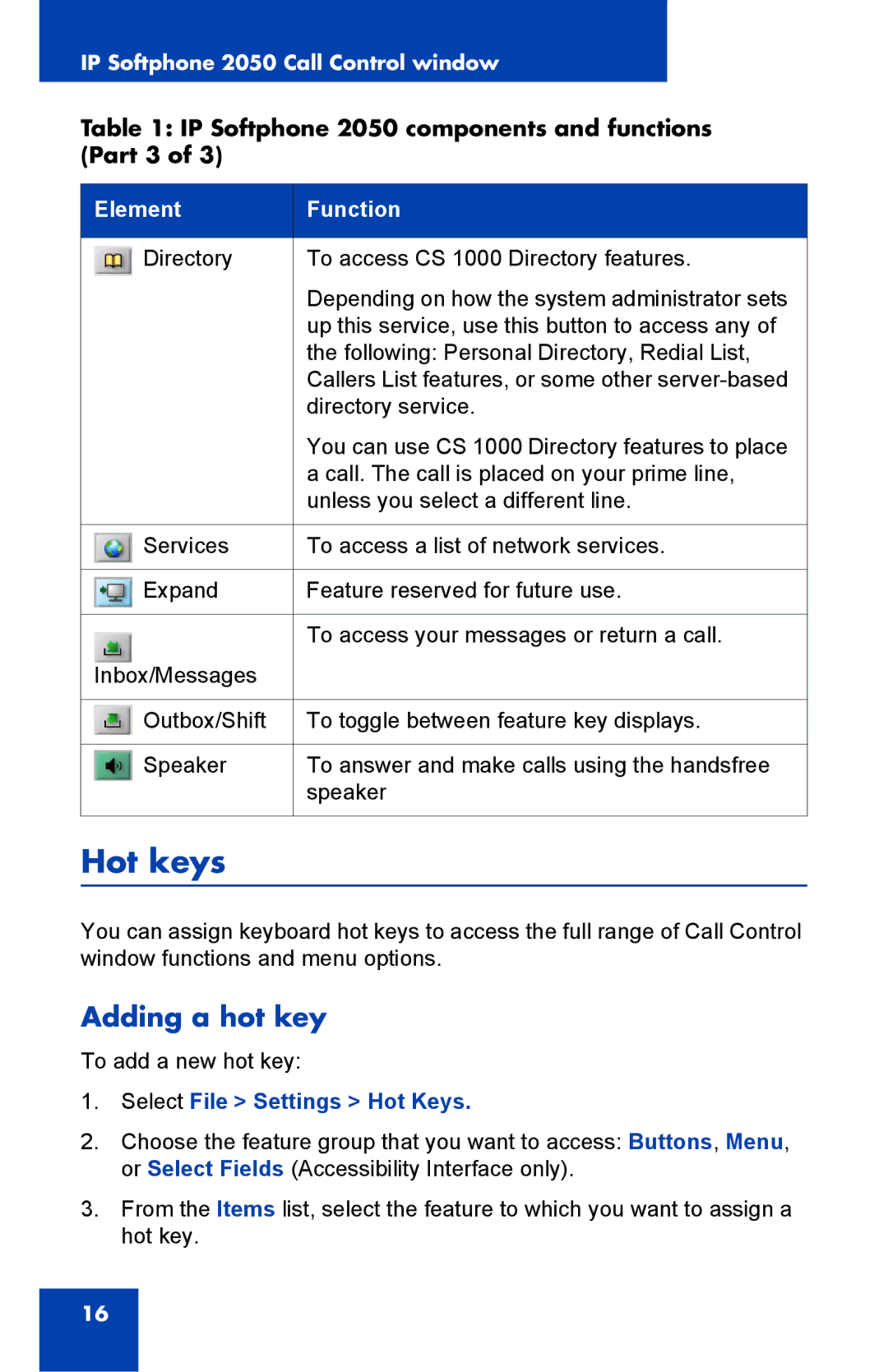 Nortel Networks NN-10300-053 manual Hot keys, Adding a hot key 