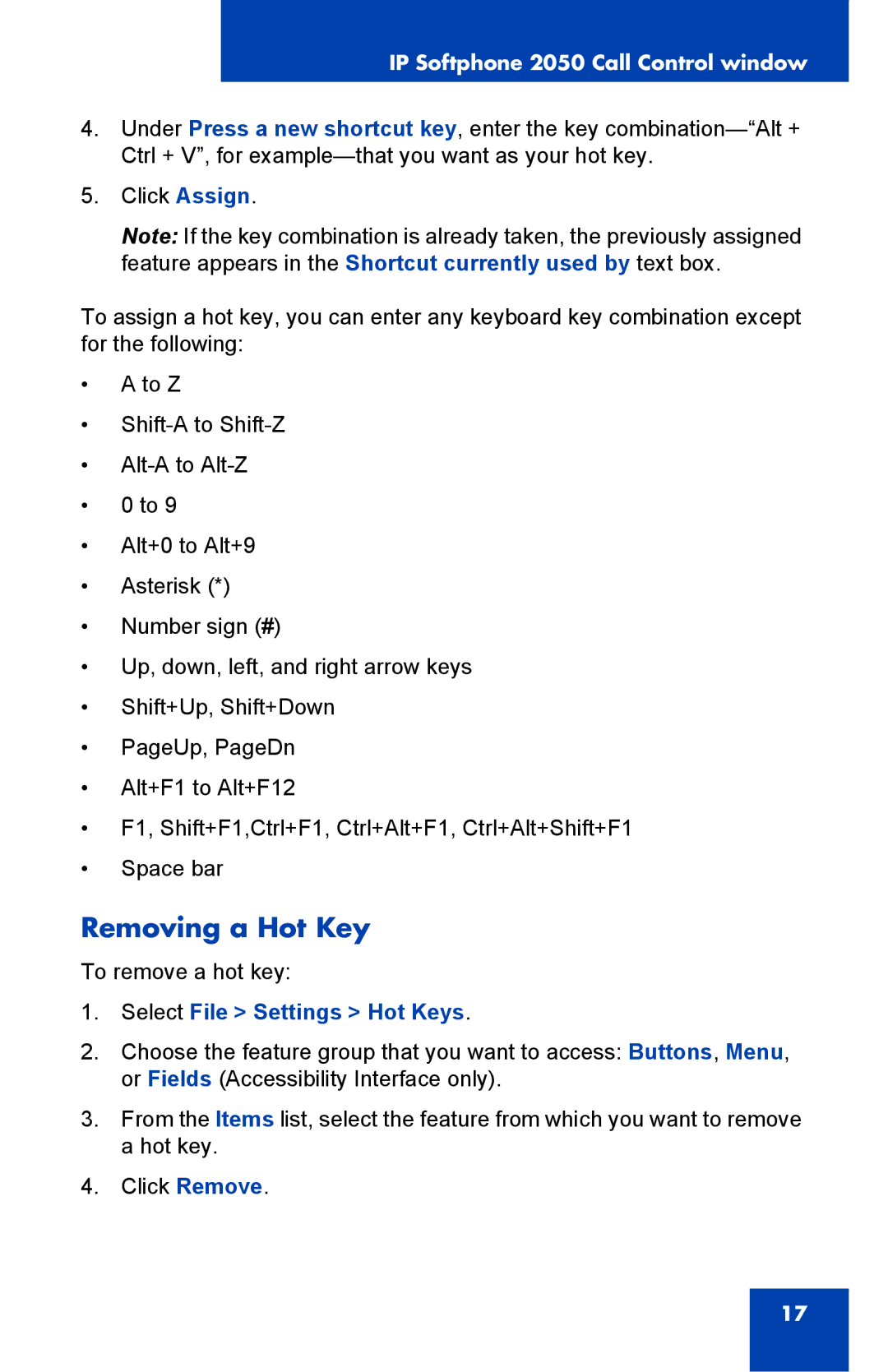 Nortel Networks NN-10300-053 manual Removing a Hot Key 