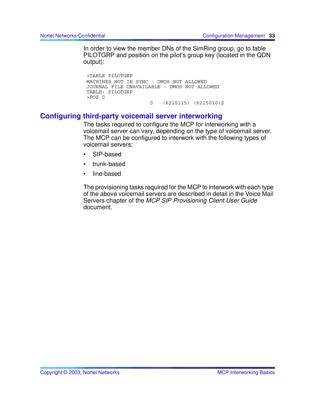 Nortel Networks NN10033-111 manual Configuring third-party voicemail server interworking 