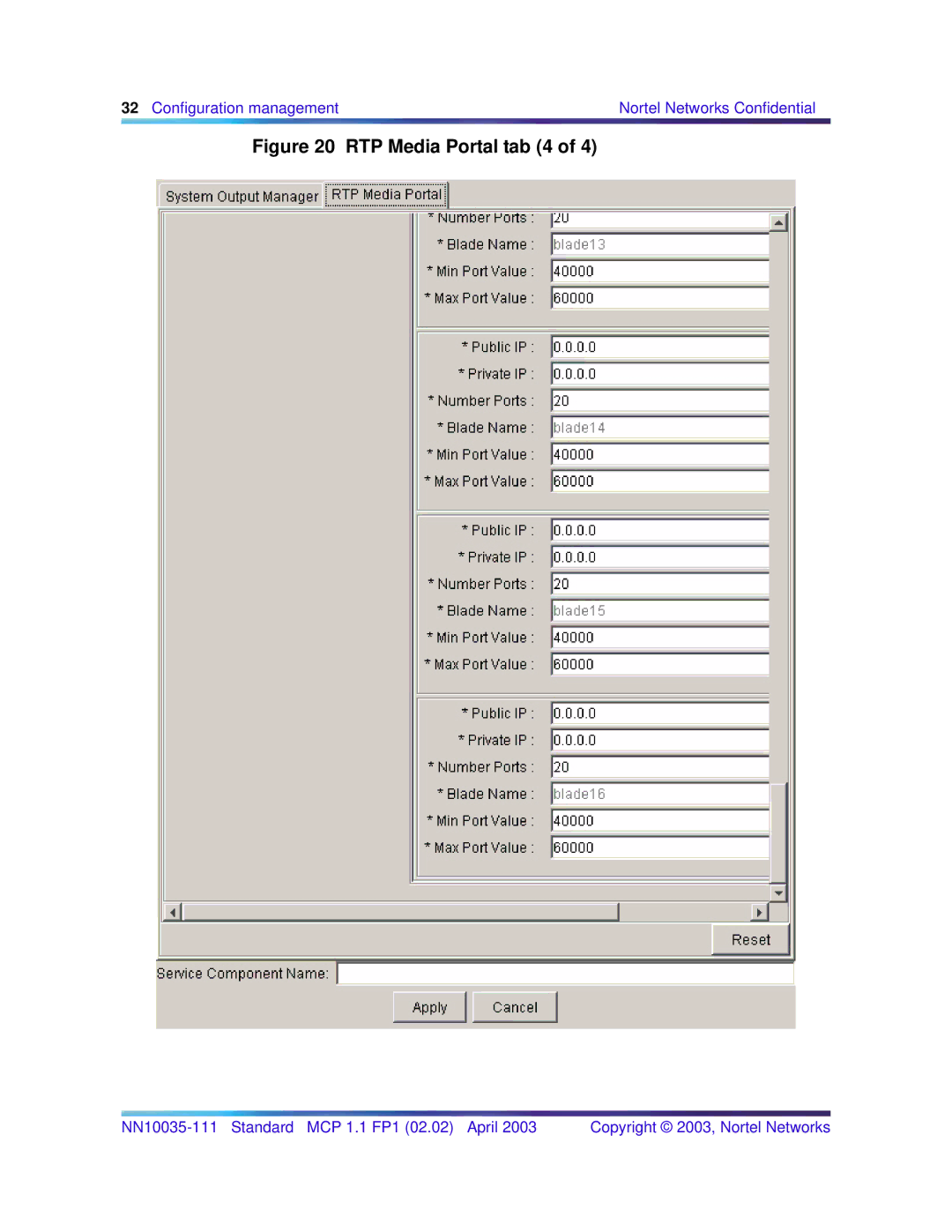 Nortel Networks NN10035-111, MCP 1.1 FP1(02.02) manual RTP Media Portal tab 4 