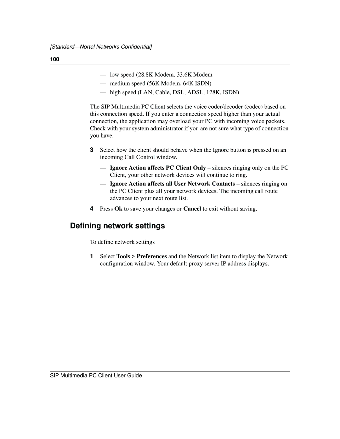 Nortel Networks NN10041-112 manual Defining network settings, To define network settings 