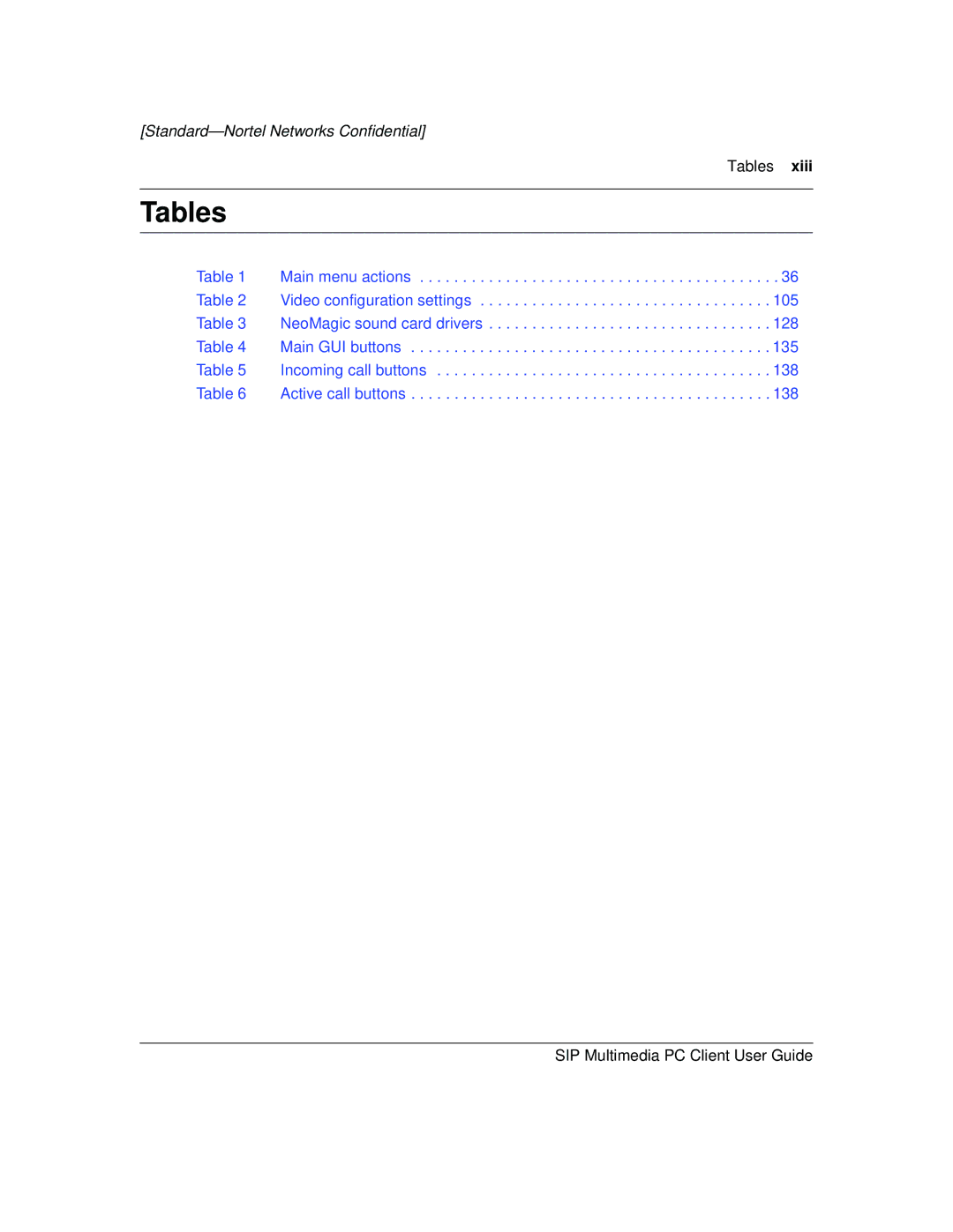 Nortel Networks NN10041-112 manual Tables 