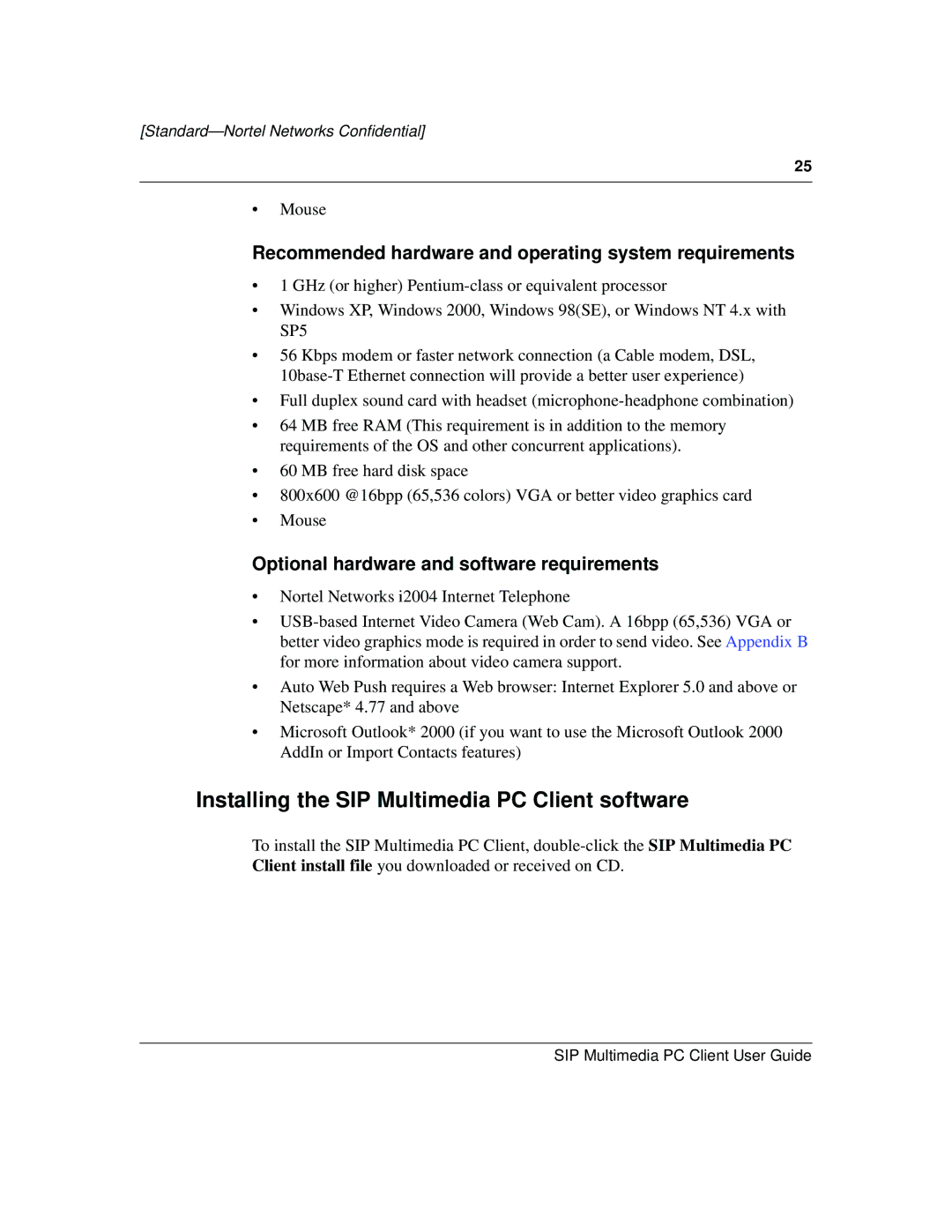 Nortel Networks NN10041-112 manual Installing the SIP Multimedia PC Client software 