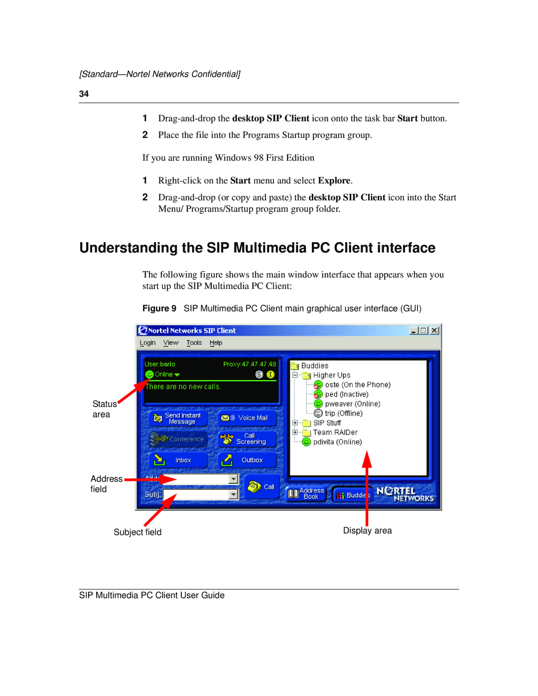 Nortel Networks NN10041-112 manual Understanding the SIP Multimedia PC Client interface 