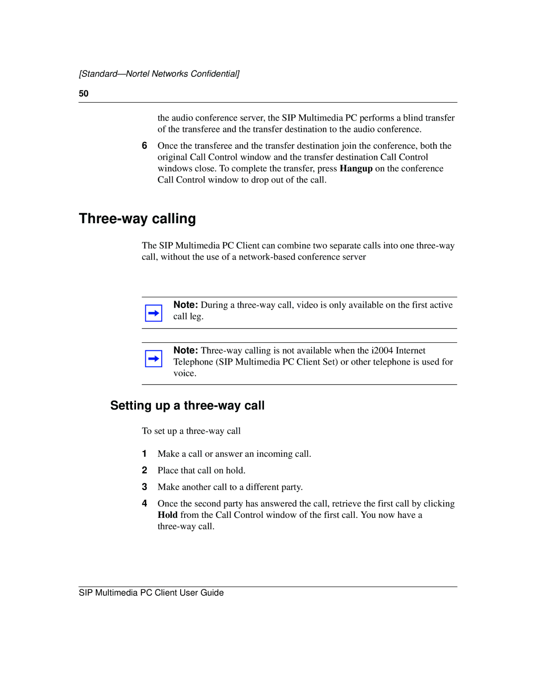 Nortel Networks NN10041-112 manual Three-way calling, Setting up a three-way call 